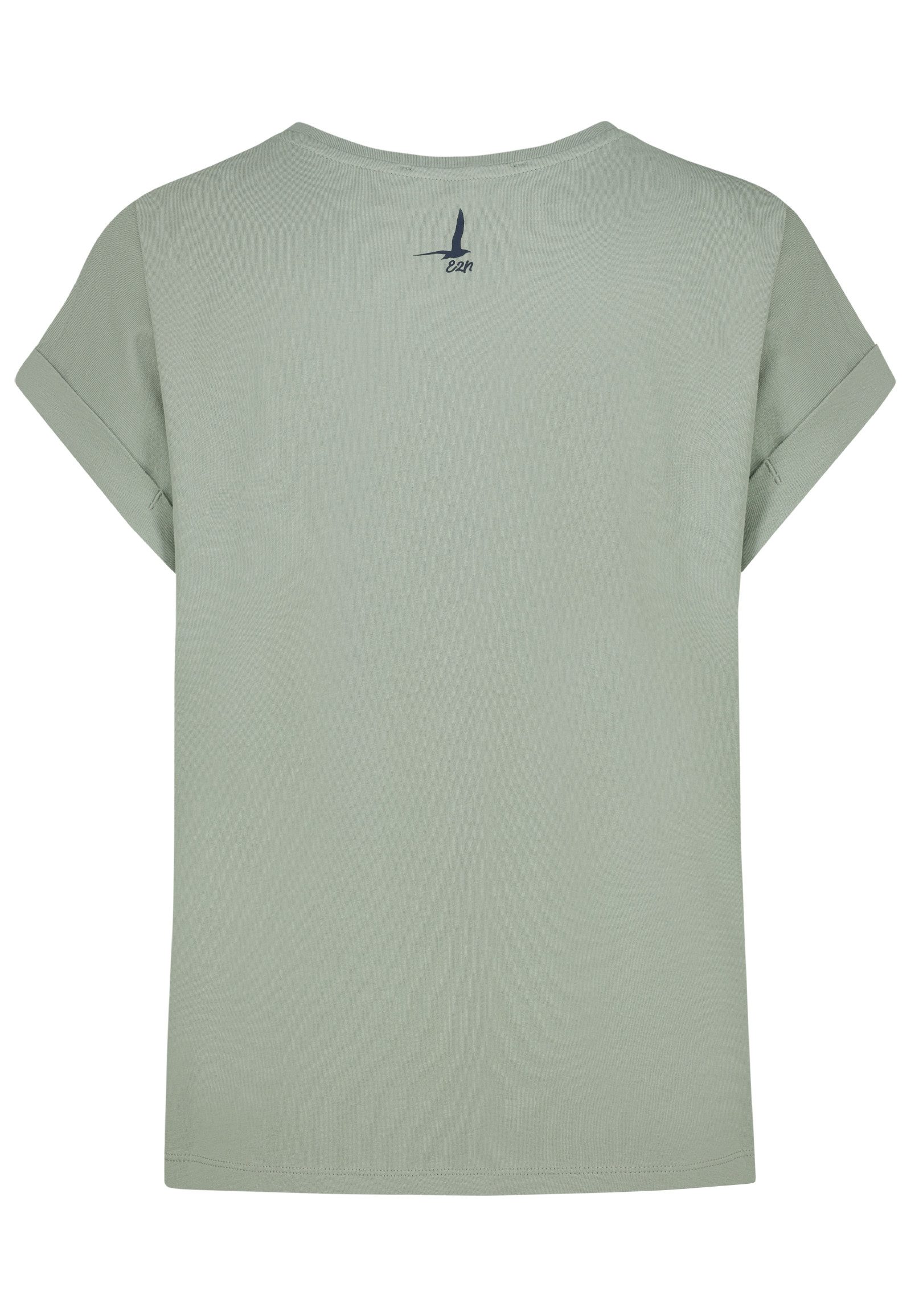 Eight2Nine T-Shirt Damen T-Shirt mit maritimer Stickerei Ärmel mit Aufschlag, Stickmotive: Muschel, Schiff, Hummer, Anker