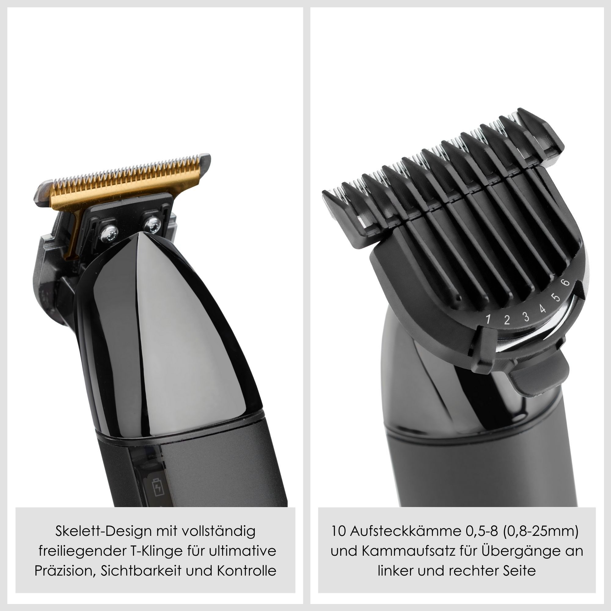 BaByliss Bartschneider BaByliss Super-X Metal Barttrimmer, Bartschneider, wasserdicht, T996E, Japanischer Stahl, 2 Kammaufsätze mit 6 Positionen 1–6mm, kabellos