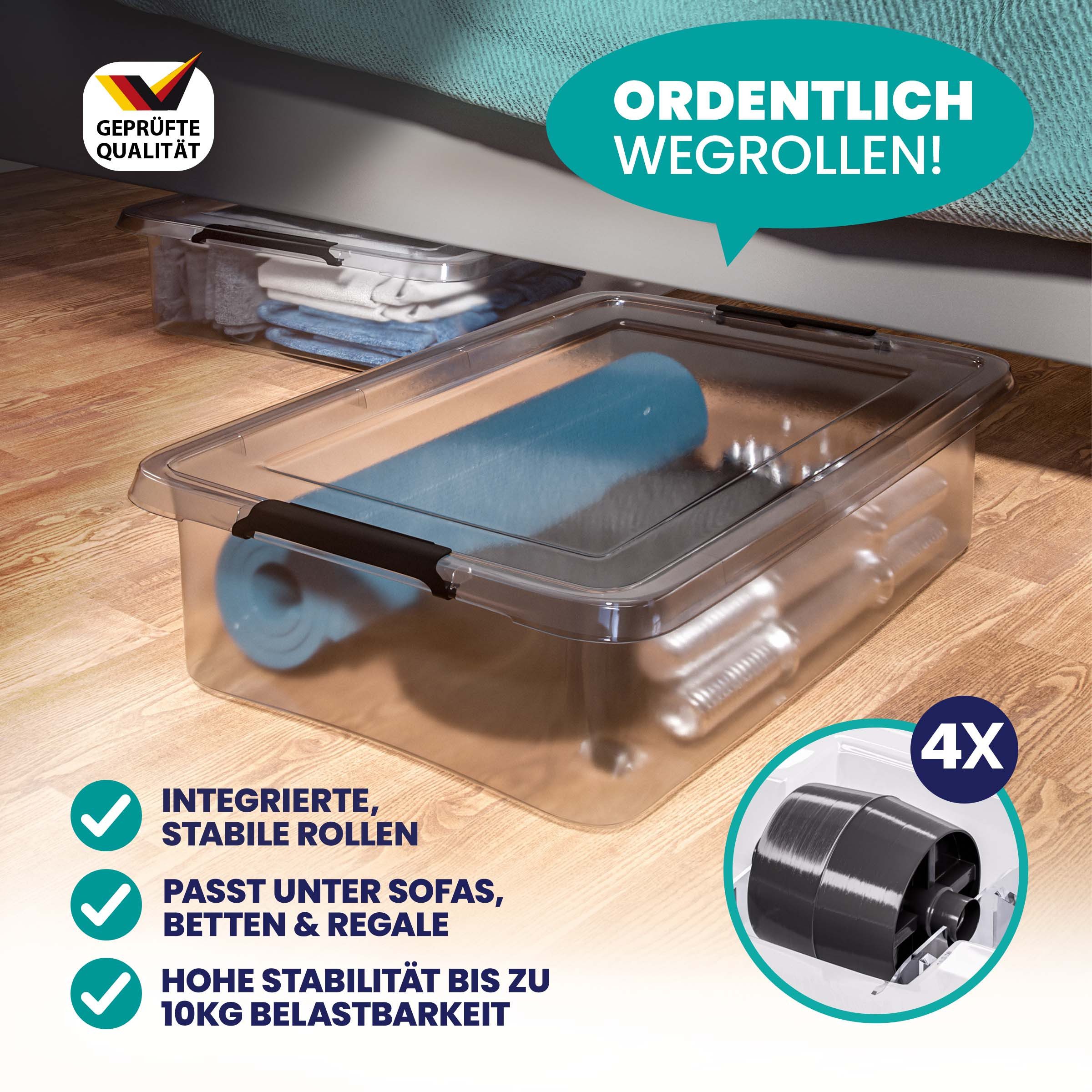Deuba Aufbewahrungsbox (1 St), 30L Deckel stapelbar Rollen Kunststoff BPA frei Rollbox Kunststoffbox