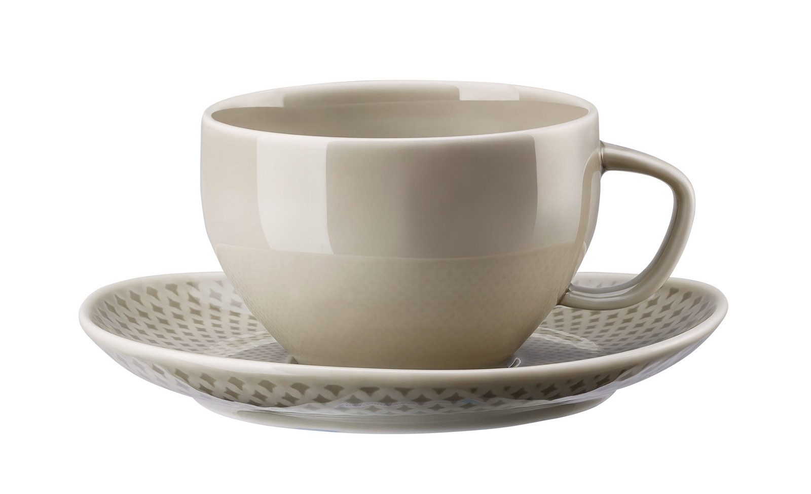 Rosenthal Tasse Junto Pearl Grey Teetasse mit Untertasse, Porzellan