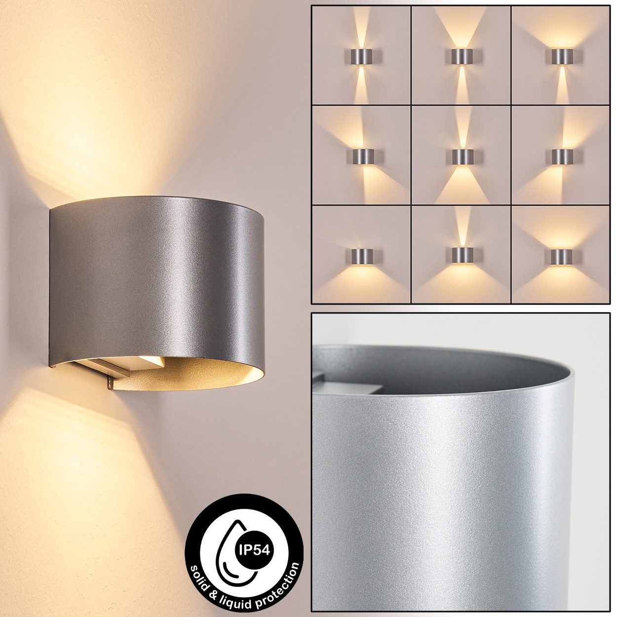 hofstein Außen-Wandleuchte Wandlampe aus Metall in Silberfarben, LED wechse günstig online kaufen