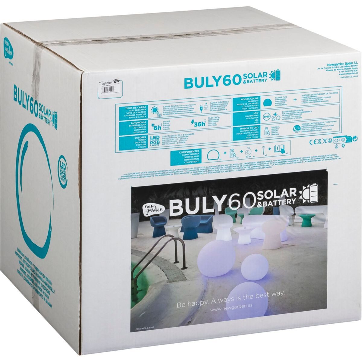 LED Solarleuchte New Garden Buly 60 Solar rechargeable battery