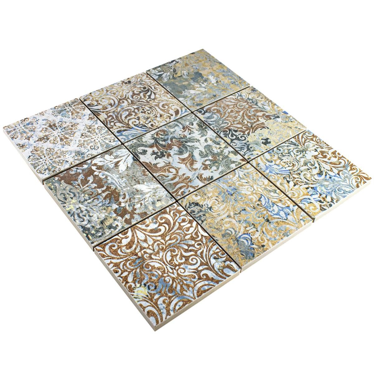 Mosafil Mosaikfliesen Keramikmosaik Fliesen Patchwork Bunt 95x95mm, Feinsteinzeug 29.500x29.500, bunt, Rutschfest
