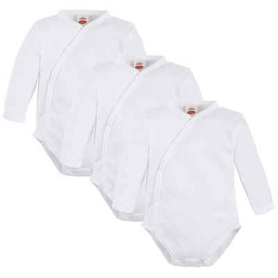 Makoma Langarmwickelbody Baby Body Wickelbody für Neugeborene Jungen & Mädchen (Spar-Set, 3-tlg., 3er-Pack) 100% Baumwolle