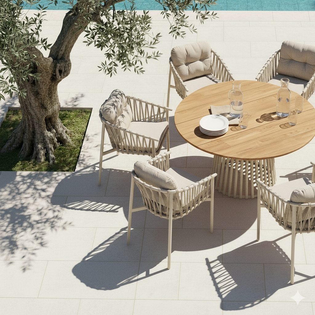 CASA DOMA Gartenstuhl Lucca, strapazierfähige Ropeflechtung, Sitz- & Rückenkissen Olefin-Qualität
