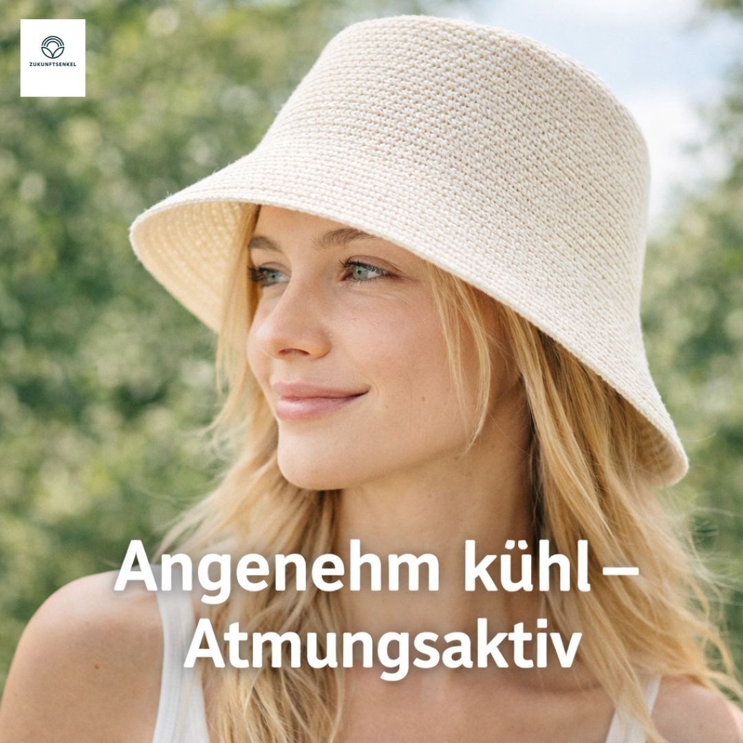 ZUKUNFTSENKEL Fischerhut aus Papierstroh – Leichter Sommerhut mit breiter Krempe (Sonnenschutz, Damen, Herren) Anglerhut Bucket Hat