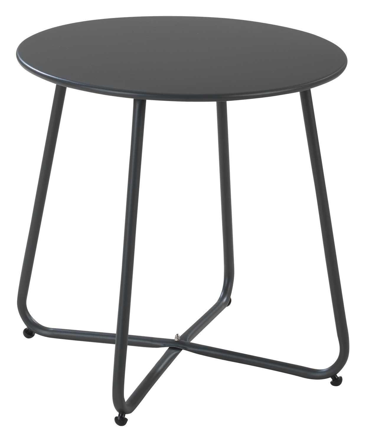 Outdoor Beistelltisch LIAM, Ø 45 cm, Anthrazit, Metallplatte, Stahl, Geeignet für den Außenbereich, verstellbare Nivellierung. € 28,19