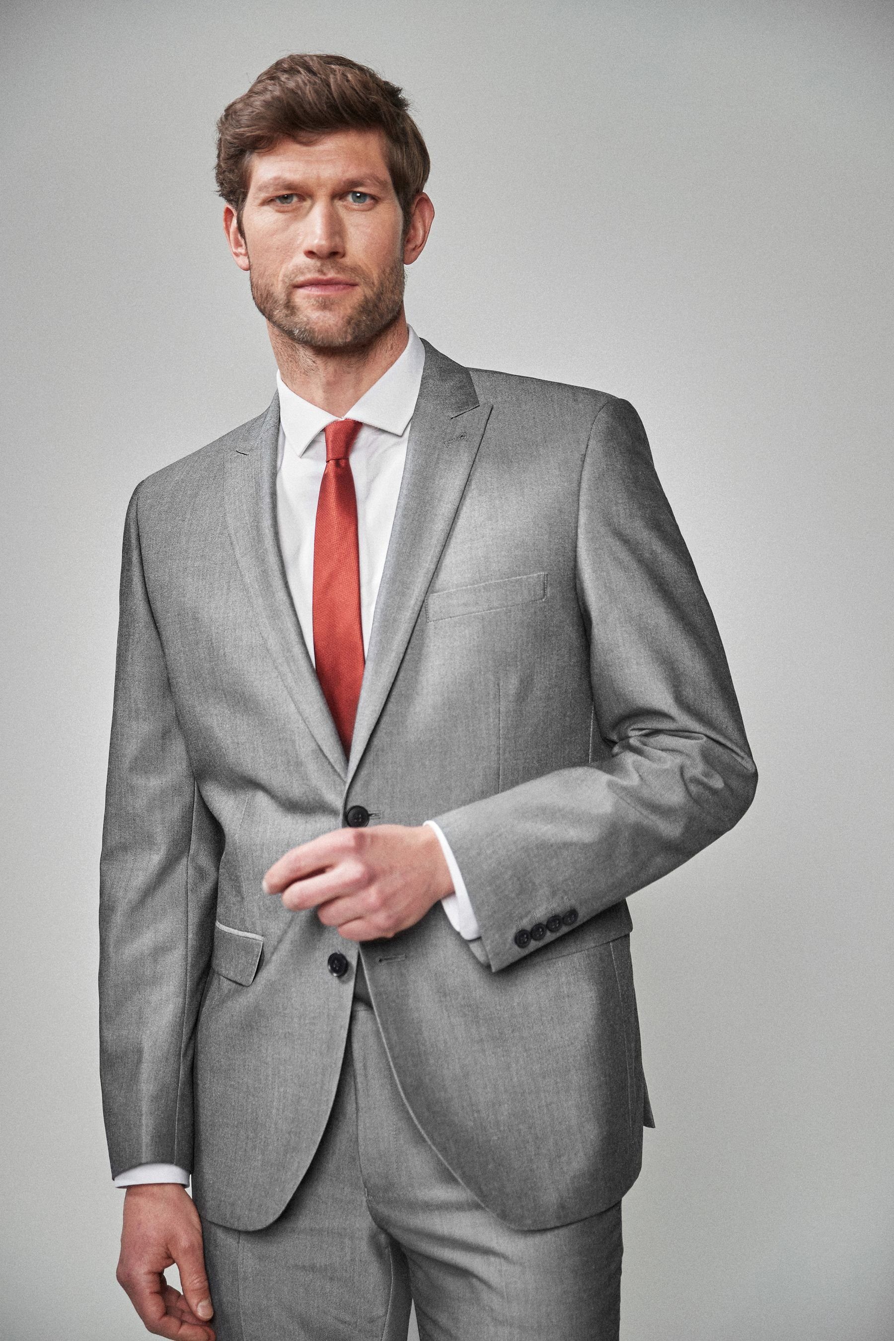 Knöpfen: Next zwei mit Jacke Tailored (1-tlg) Fit Anzug Baukastensakko Light Grey