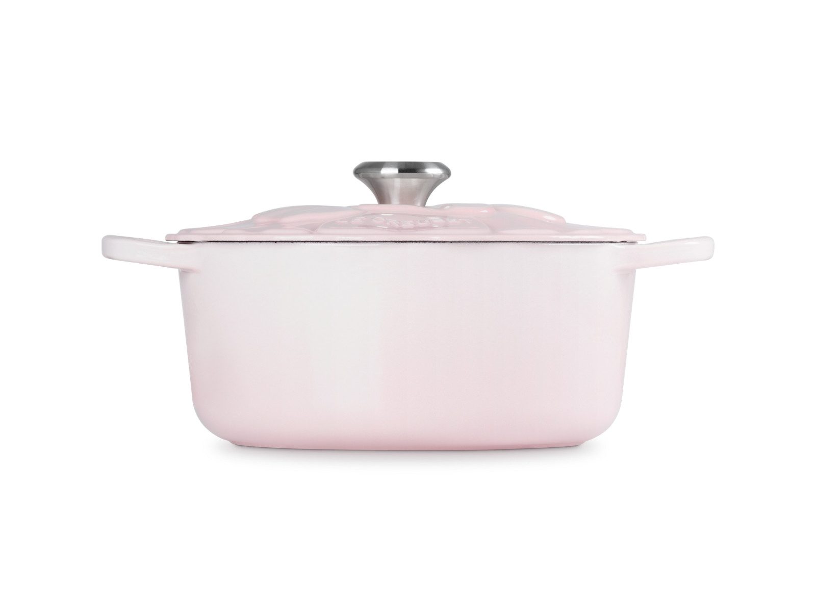 LE CREUSET Bräter Bräter Blume Signature rund shell pink 26cm, Emailliertes Gusseisen
