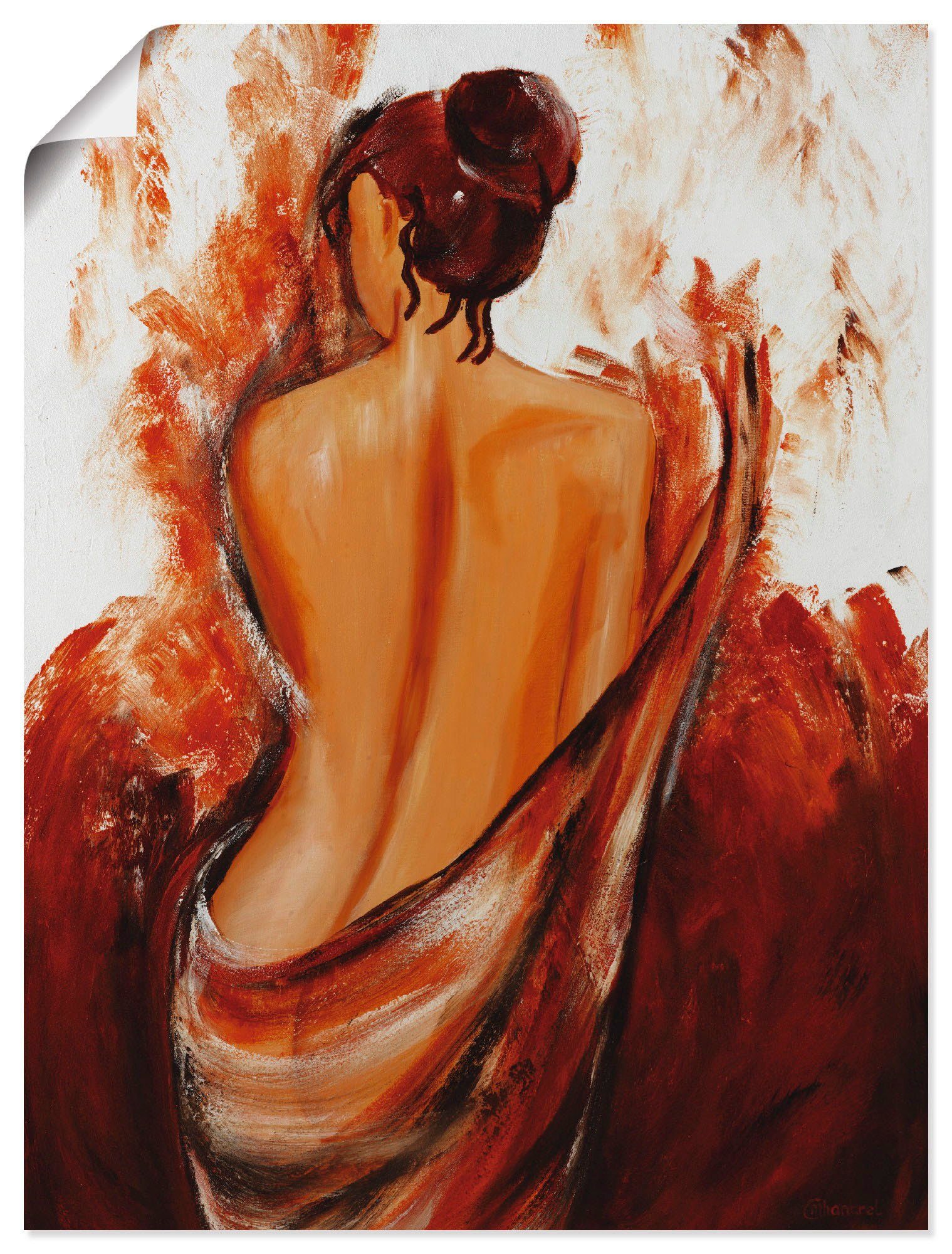 oder Leinwandbild, Frau Größen (1 in St), Wandaufkleber Artland Wandbild Frau als in rot, versch. Poster