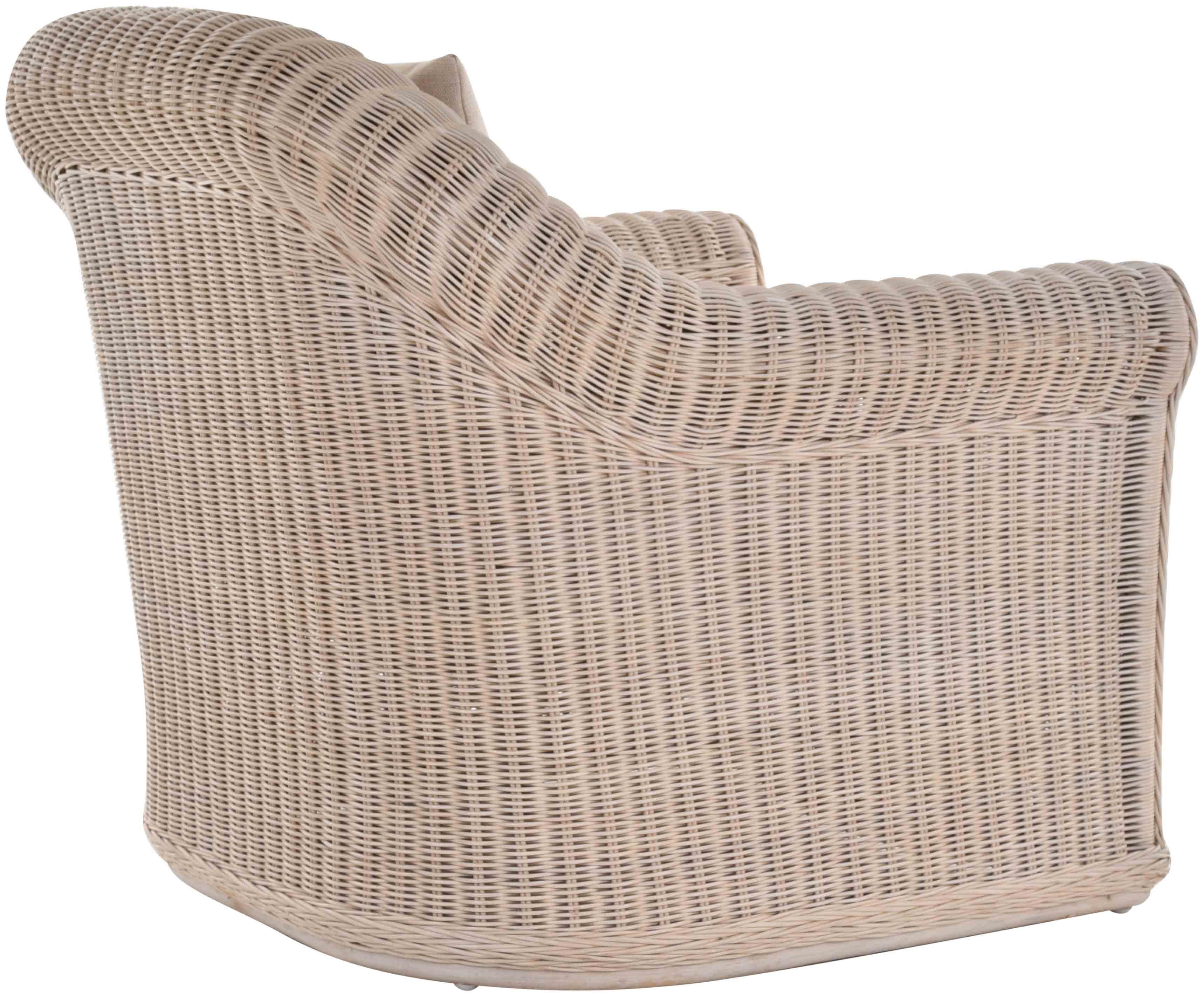 Relaxsessel echtem Home Vintage mit aus Weiss Wintergarten Wohnzimmersessel Polster Exklusiver Krines Rattan