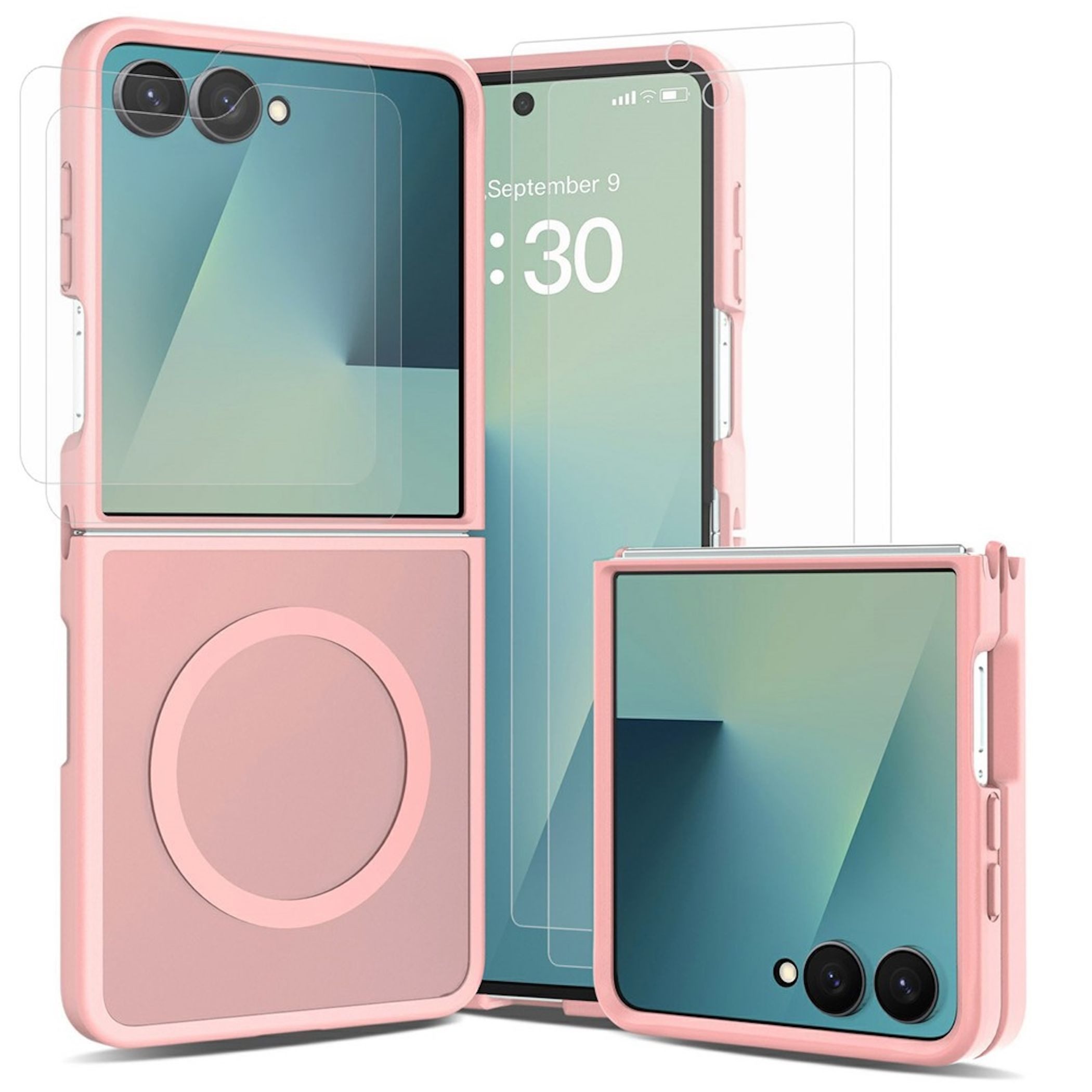 Wigento Handyhülle MagSafe + 2x Schutzglas + 2x Folie für Samsung Galaxy Z Flip8 5G 6,90 Zoll, Magnetring, Schutzglas Set, Hydrogel Folie