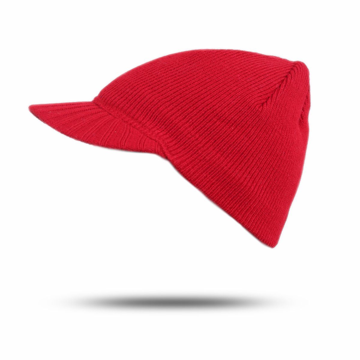 Sonia Originelli Strickmütze Schirmmütze Strick Cap Strickmütze mit Sonnenschutz Herbst Winter Onesize, Kunststoffschirm rot