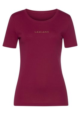 LASCANA T-Shirt (2er-Pack) mit goldenem Logodruck