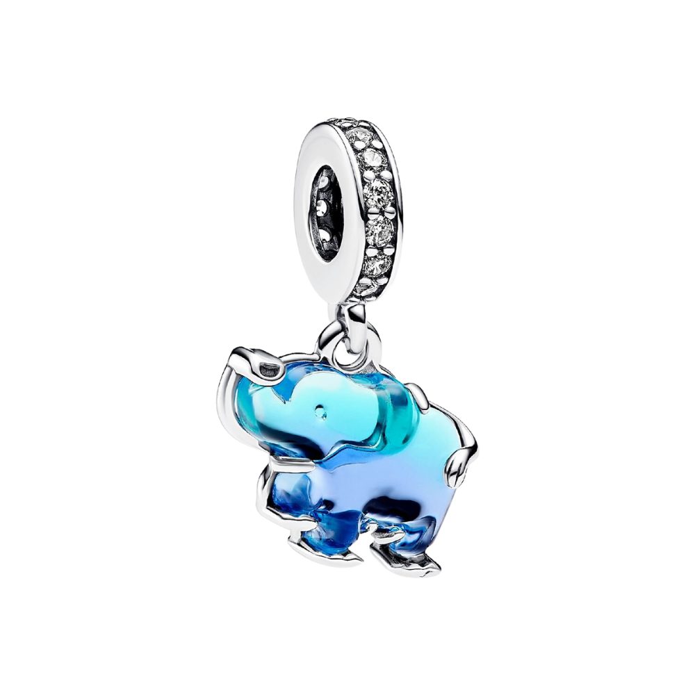 Pandora Charm-Einhänger 793339C01, Elefant, Zirkonia, Murano-Glas