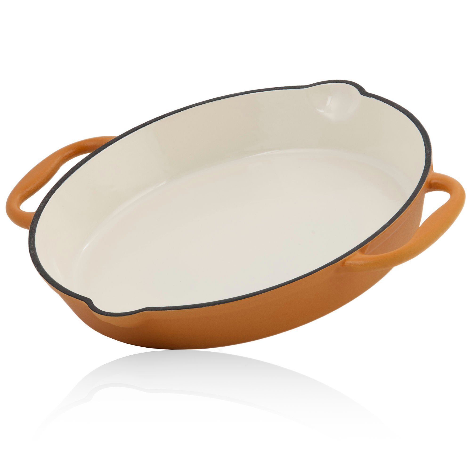 Mahlzeit Bratpfanne Gusseisen Bratpfanne, Ø 29 cm, Sunny Orange, 2 Griffe, 2 Ausgießer, Gusseisen