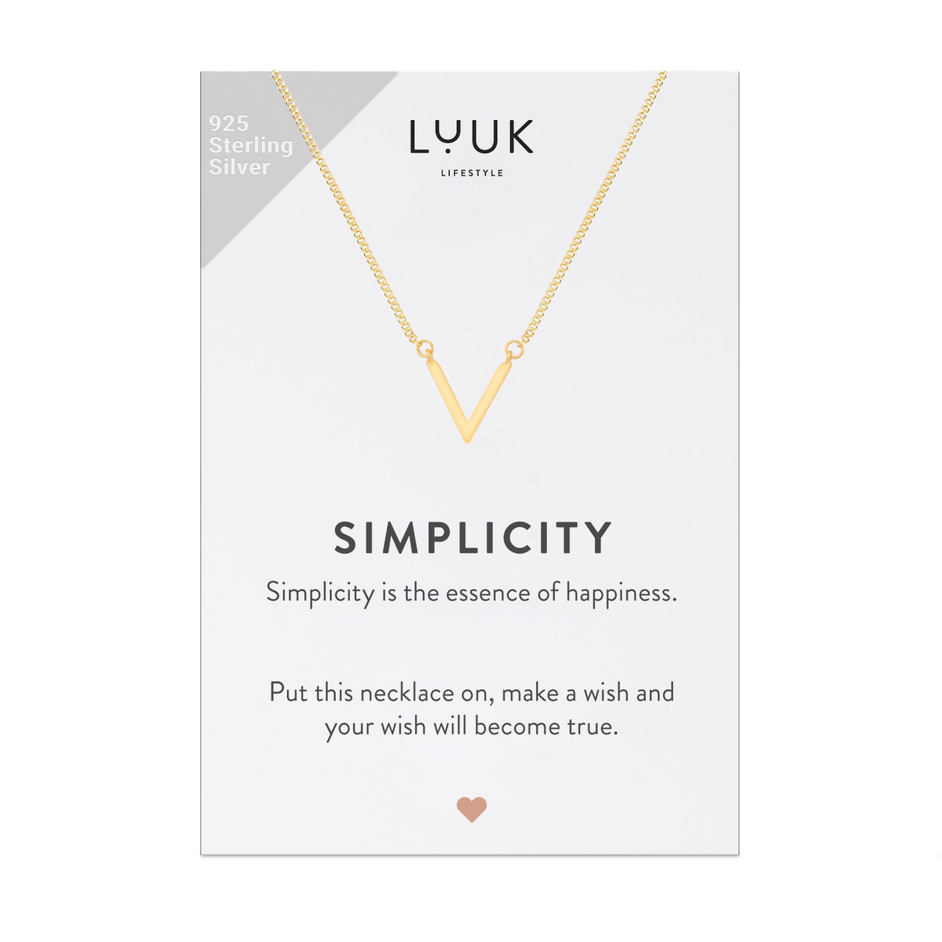 LUUK LIFESTYLE Silberkette V, Glücksbringer, SIMPLICITY Geschenkkarte Gold