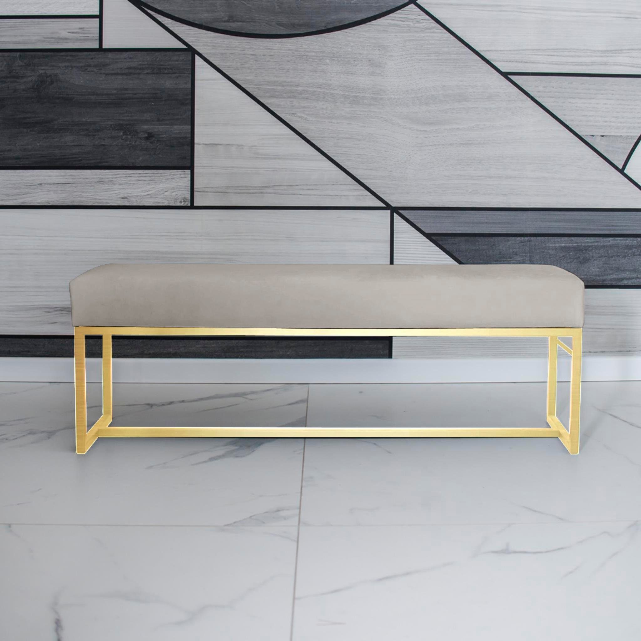 Beautysofa Polsterbank ACHEN Stilvolle Sitzbank aus Velours (verschiedene Größen, Metallbeine)