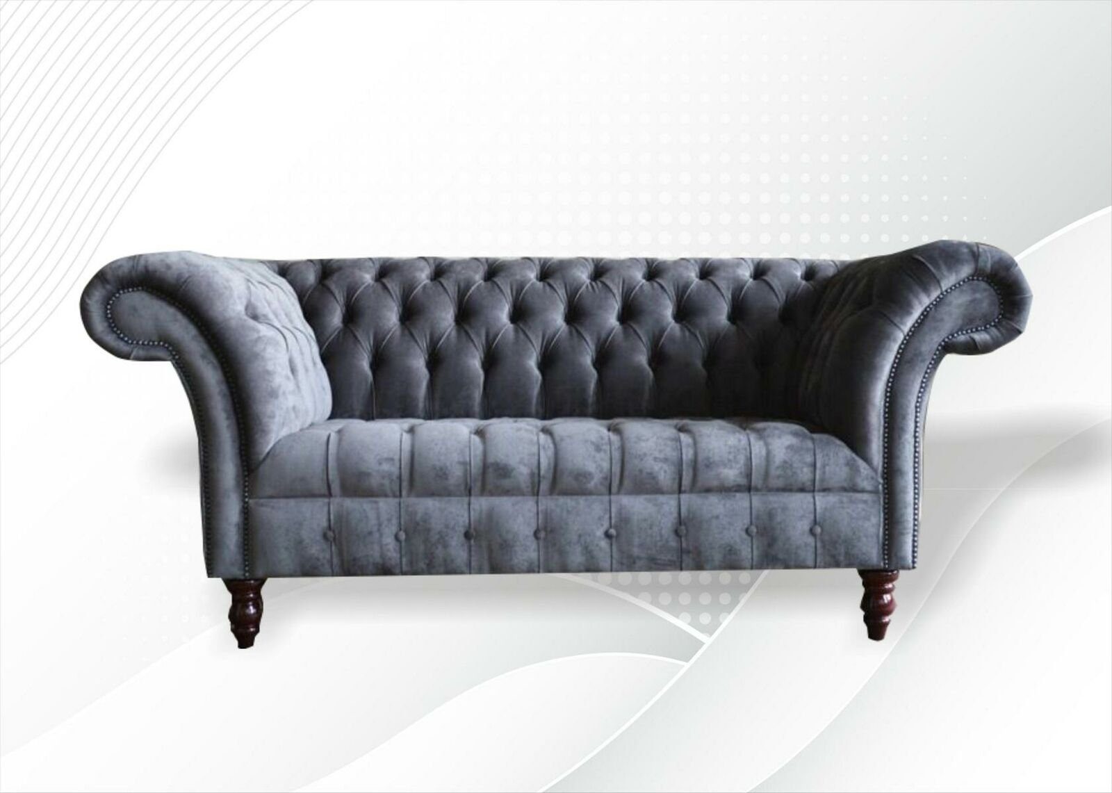 JVmoebel 2 grauer Chesterfield Neu, Chesterfield-Sofa Made Sitzer in Wohnzimmermöbel Luxus Europe