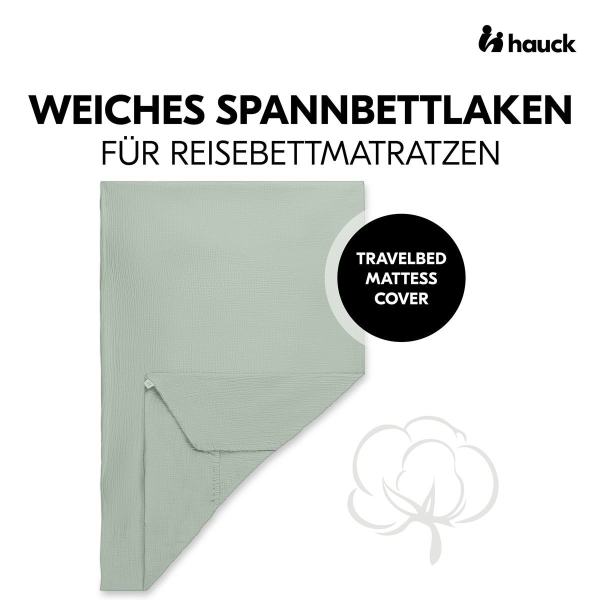 Hauck Spannbettlaken Sage, Baumwolle, Gummizug: rundum, günstig online kaufen