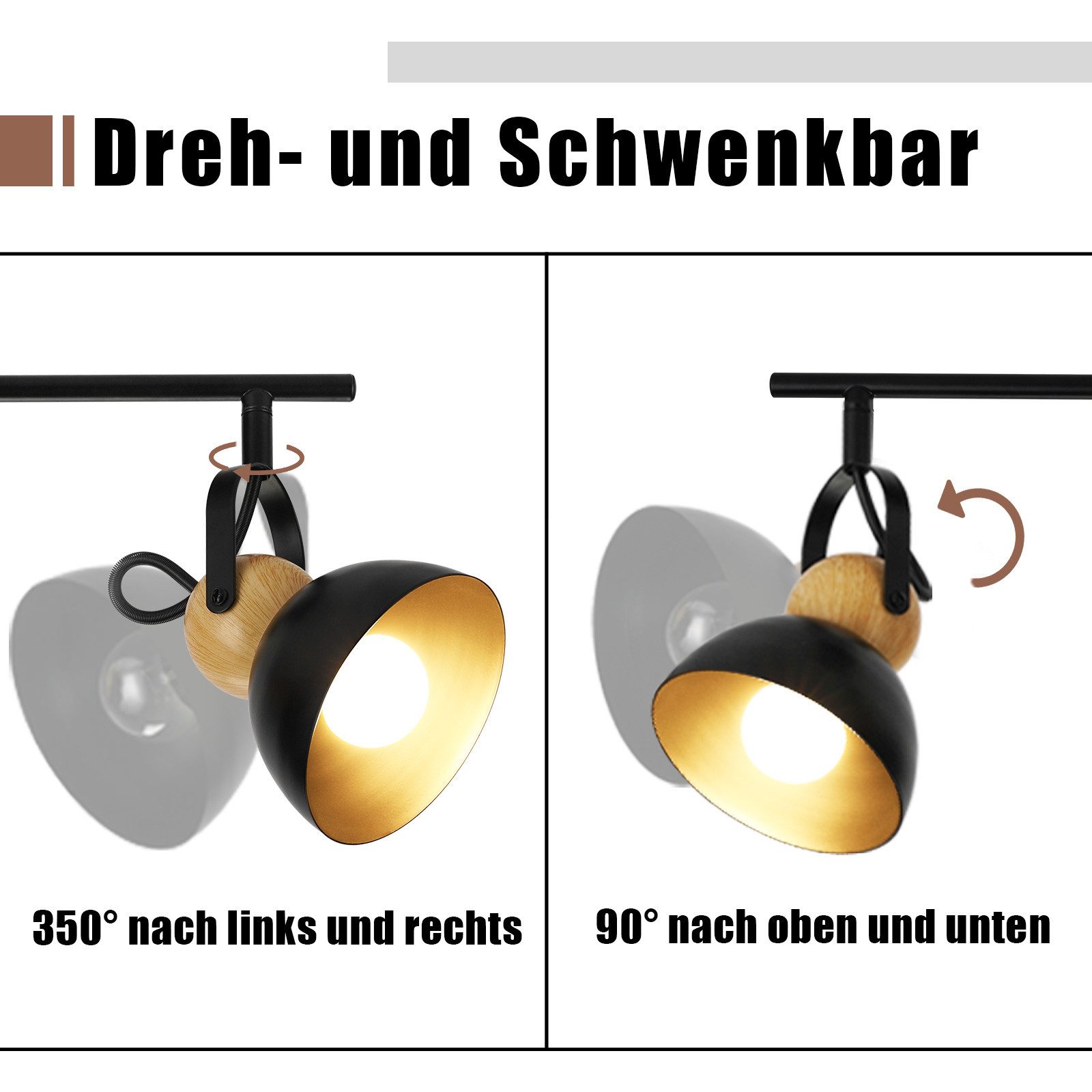Nettlife Deckenstrahler Vintage Schwarz E27 Schwenkbar günstig online kaufen