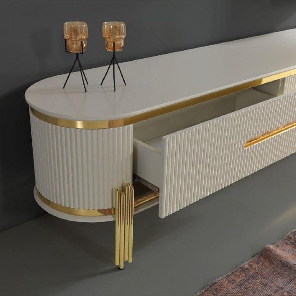 Xlmoebel Wohnwand Eleganter TV-Schrank aus hochwertigem Material mit viel Stauraum, (2-St., Lowboard mit Regal), Hergestellt in Europa