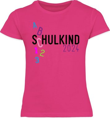 Shirtracer T-Shirt Schulkind 2024 ABC rosa Einschulung Mädchen