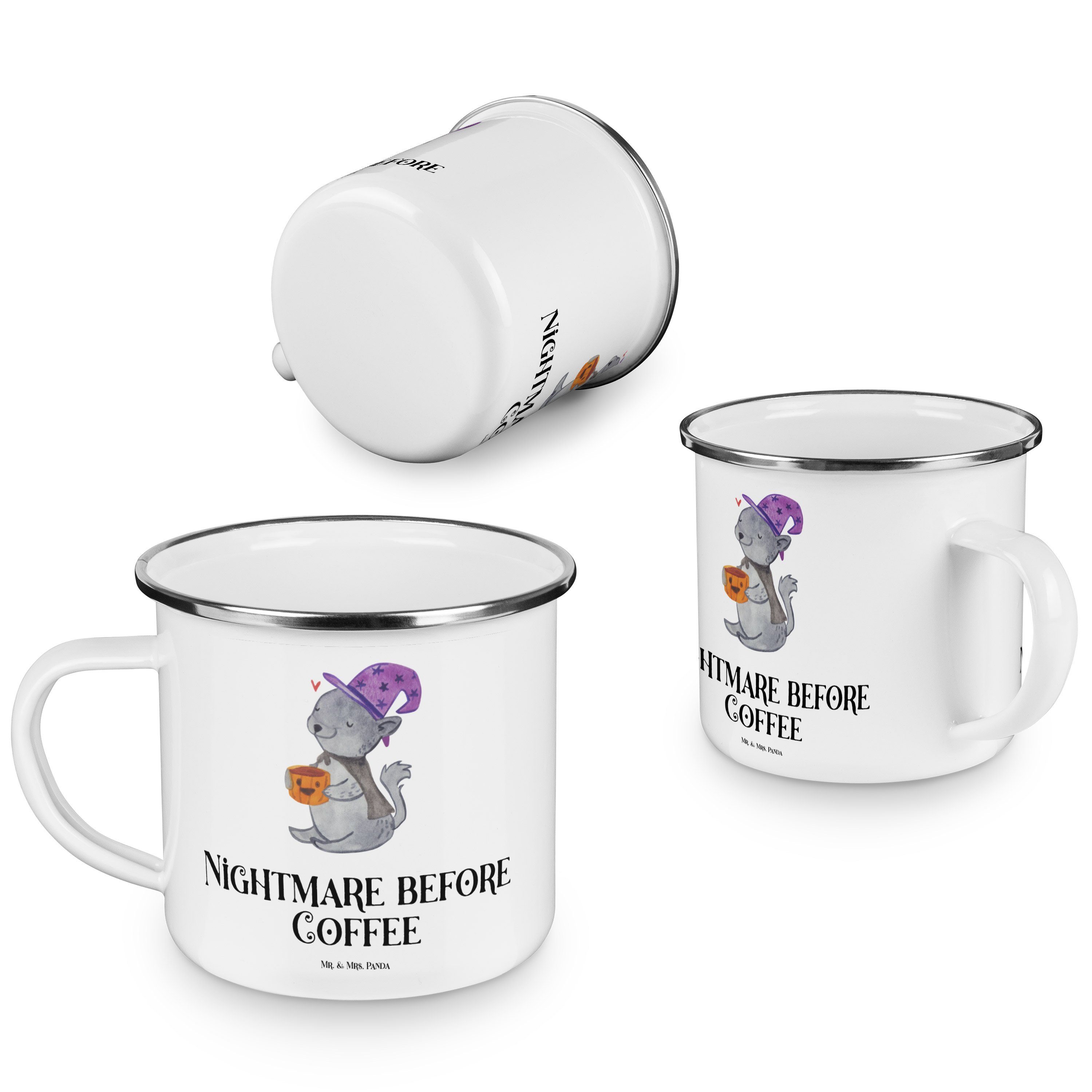 Weiß Kaffee Geschenk, Camping, Tass, Panda Metalltasse - & Becher Mrs. Camping Mr. für Kater - Emaille