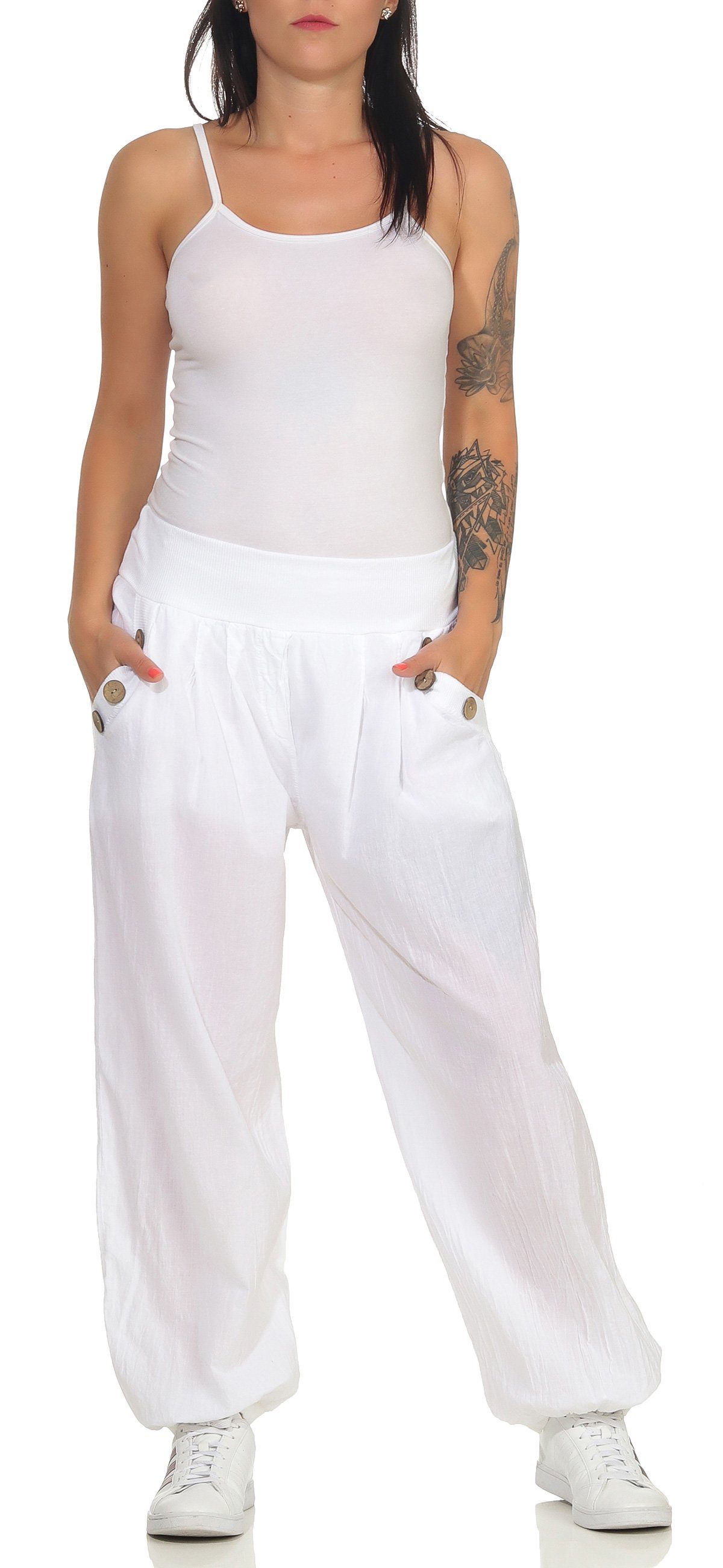 CLEO STYLE Pumphose Damen Sommerhose 401 Weiß günstig online kaufen