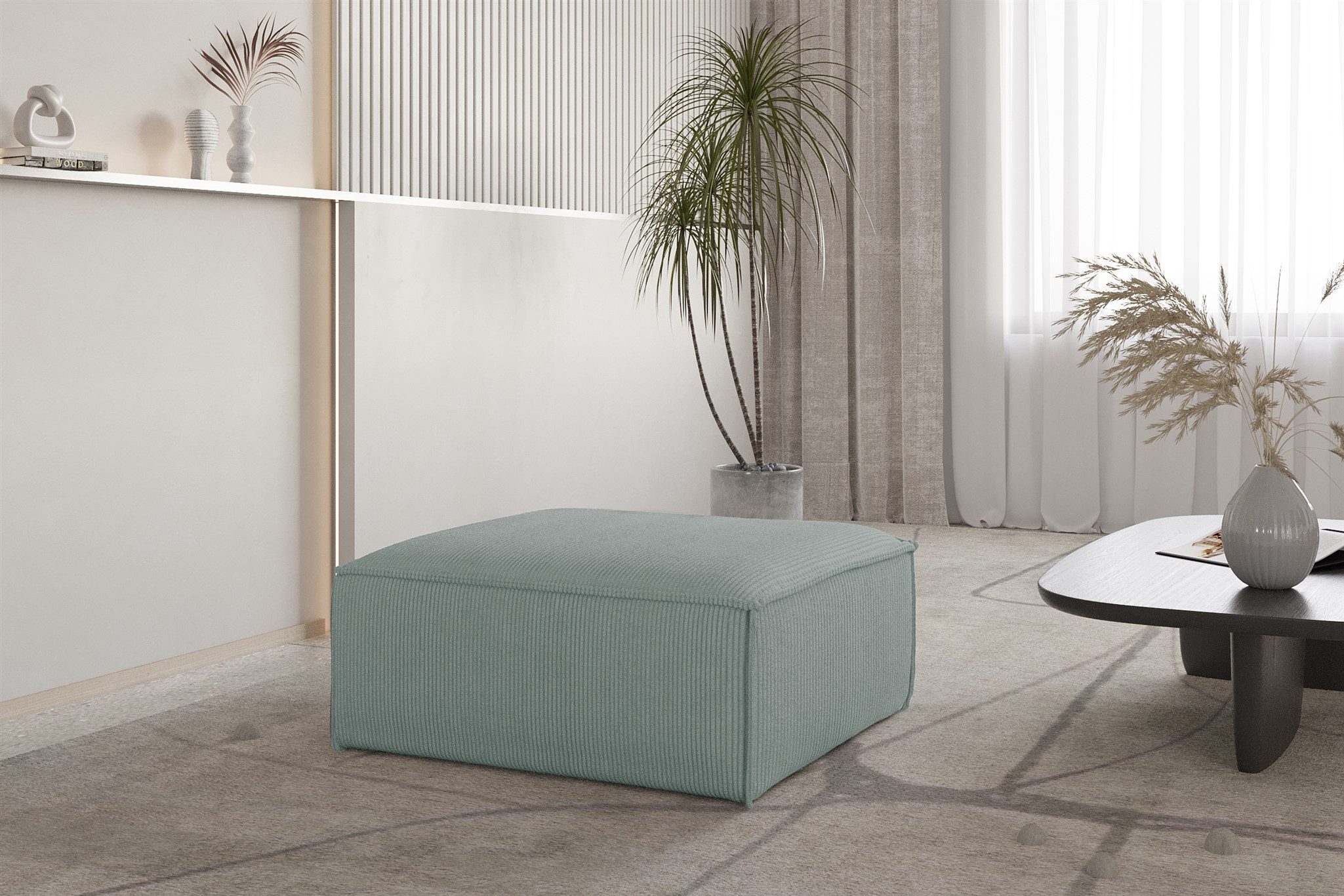 Fun Möbel Polsterhocker Designerhocker CELES PREMIUM 105x105 cm in Stoff (105x105x40 cm), In 3 verschiedenen Stoffen