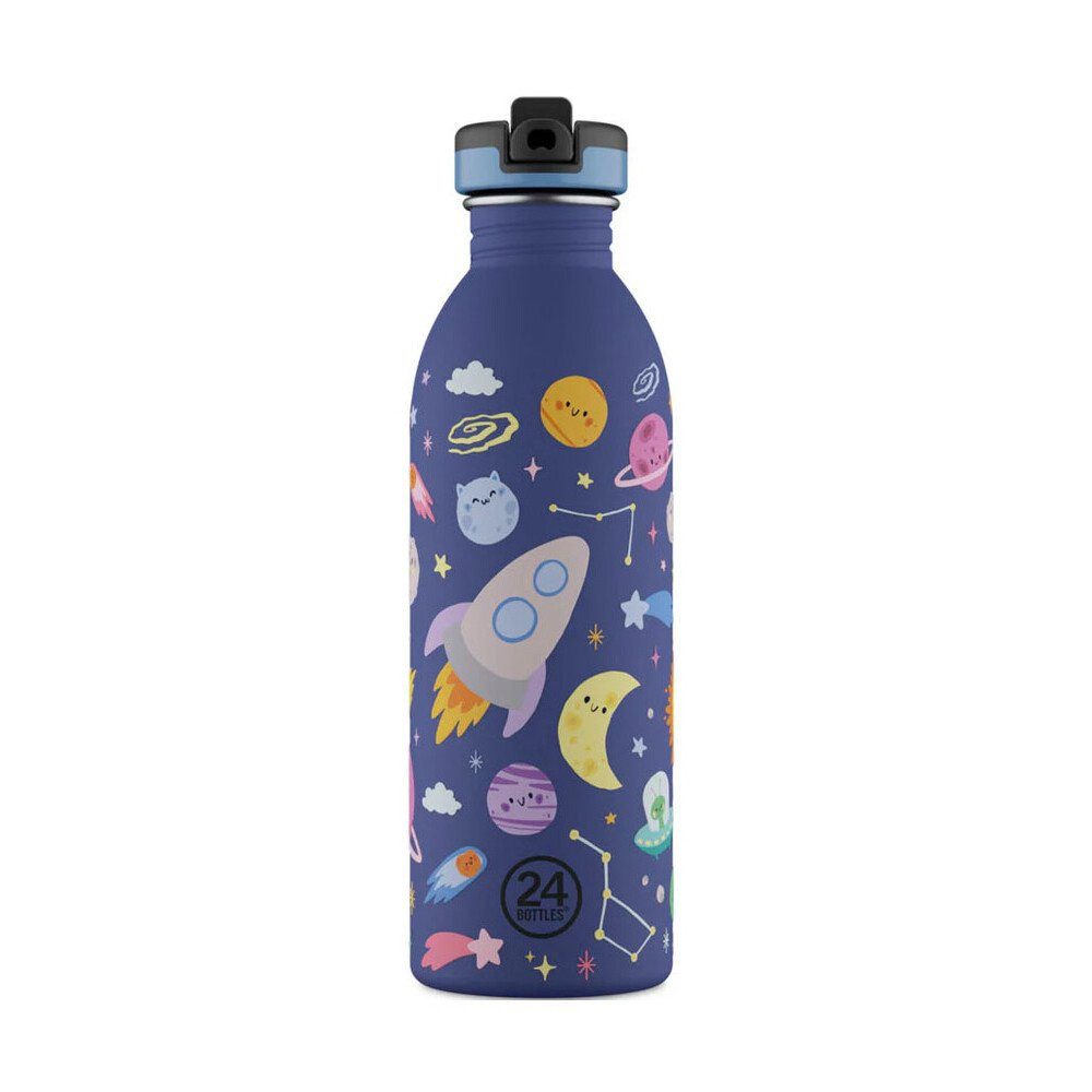 24 Bottles Trinkflasche Trinkflasche 0,5 l Kids Bottle Space Friends, Trinkflasche, Ø6,5cm, 18/8 Edelstahl, mehrfarbig