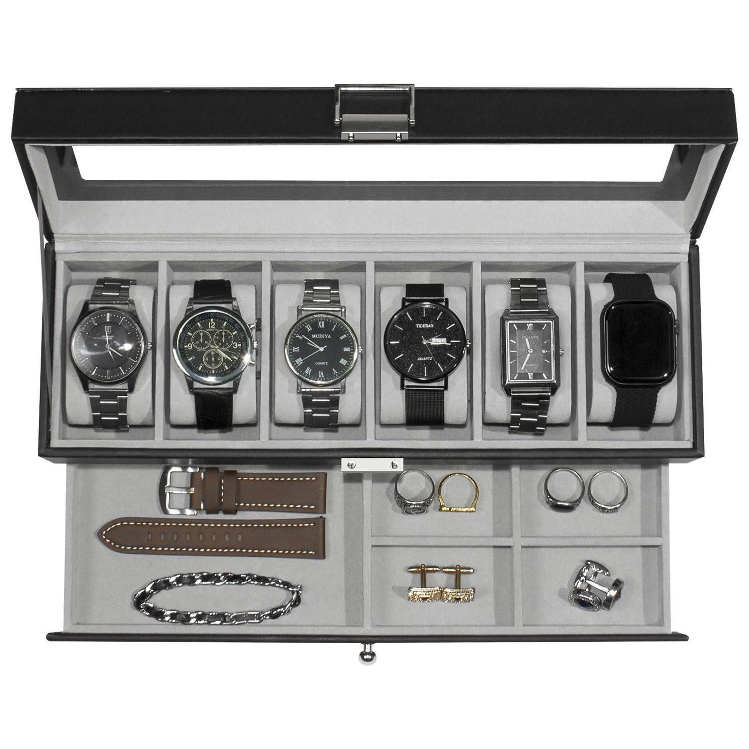 LuxusKollektion Uhrenbox Uhrenbox 6 Fach mit Schublade (1 St)