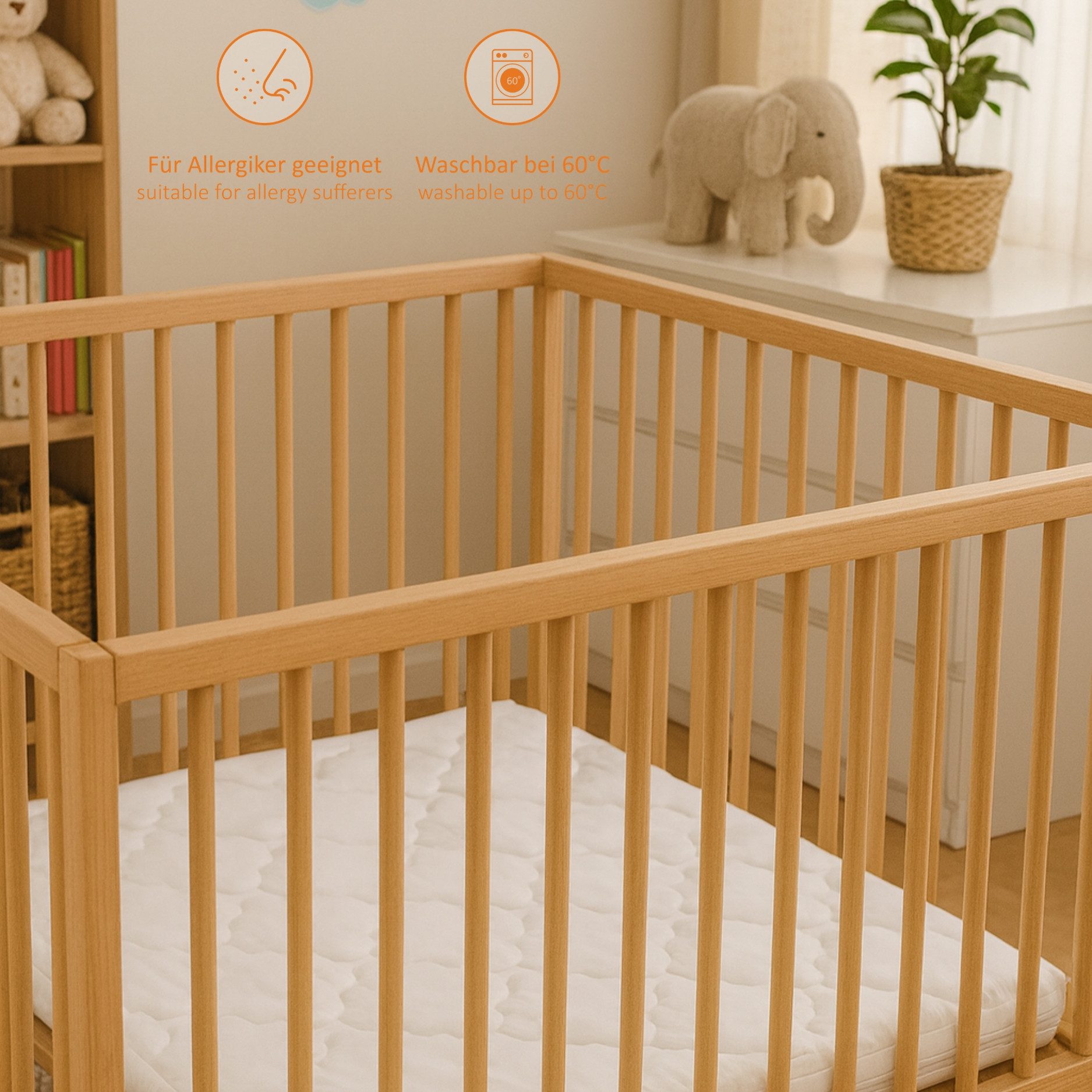 Laufgitter-Matratze Babymatratze, sleepling, 5 cm hoch, einfaches Schlafen, Drehen, Krabbeln und Spielen durch Komfortschaum – Bild 4 von 5