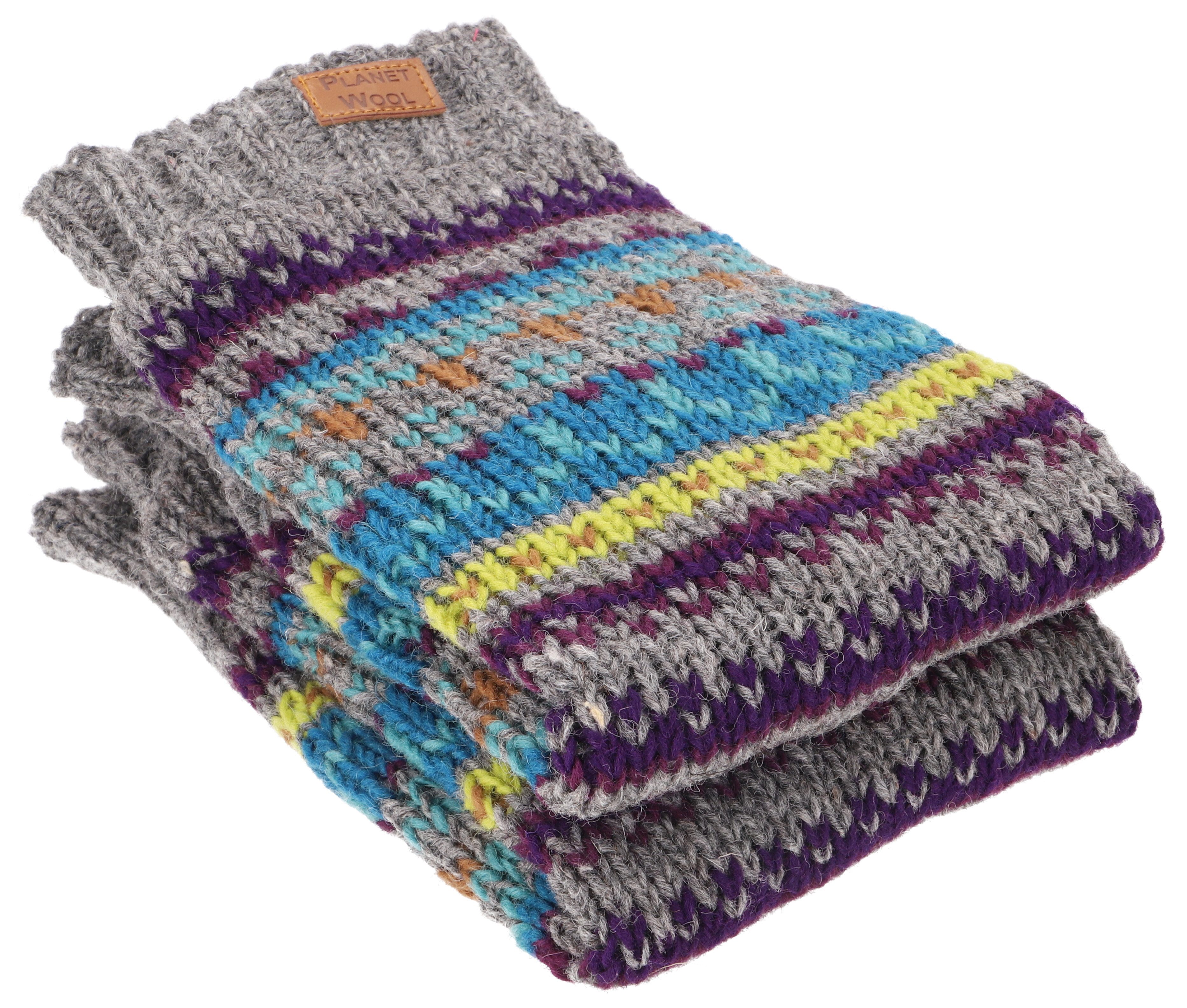 Guru-Shop Haussocken Wollstulpen aus Nepal, Beinstulpen mit Muster -..