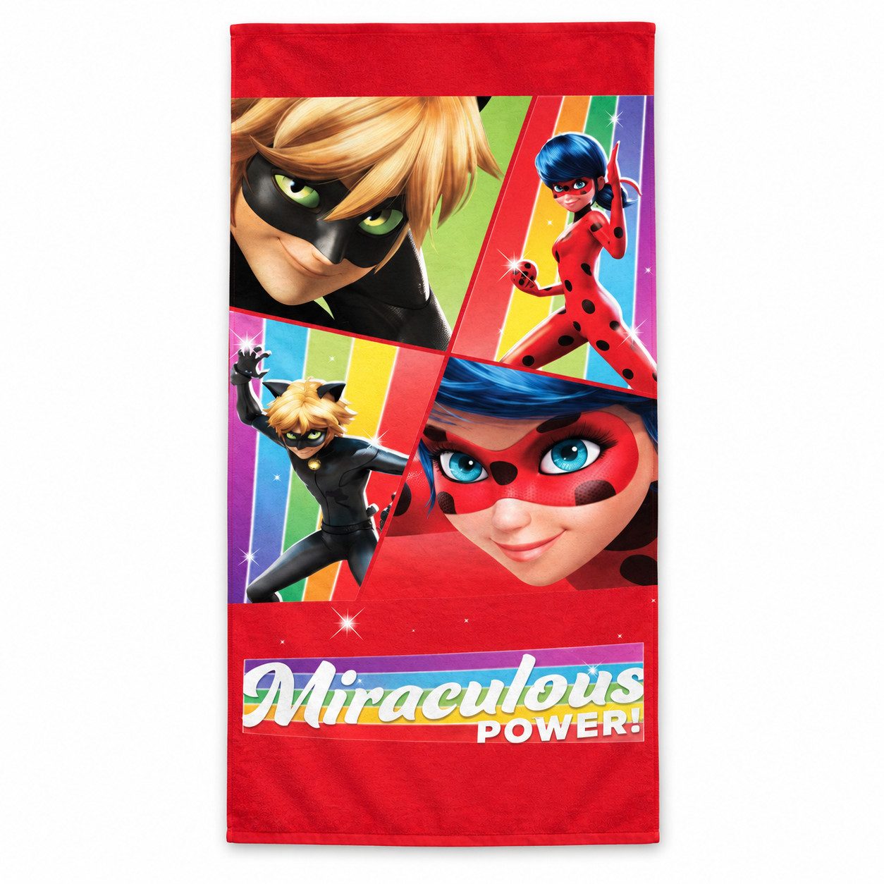 Miraculous - Ladybug Strandtuch Miraculous Ladybug und Cat Noir Badetuch XL, Mikrofaser, 70x140 cm