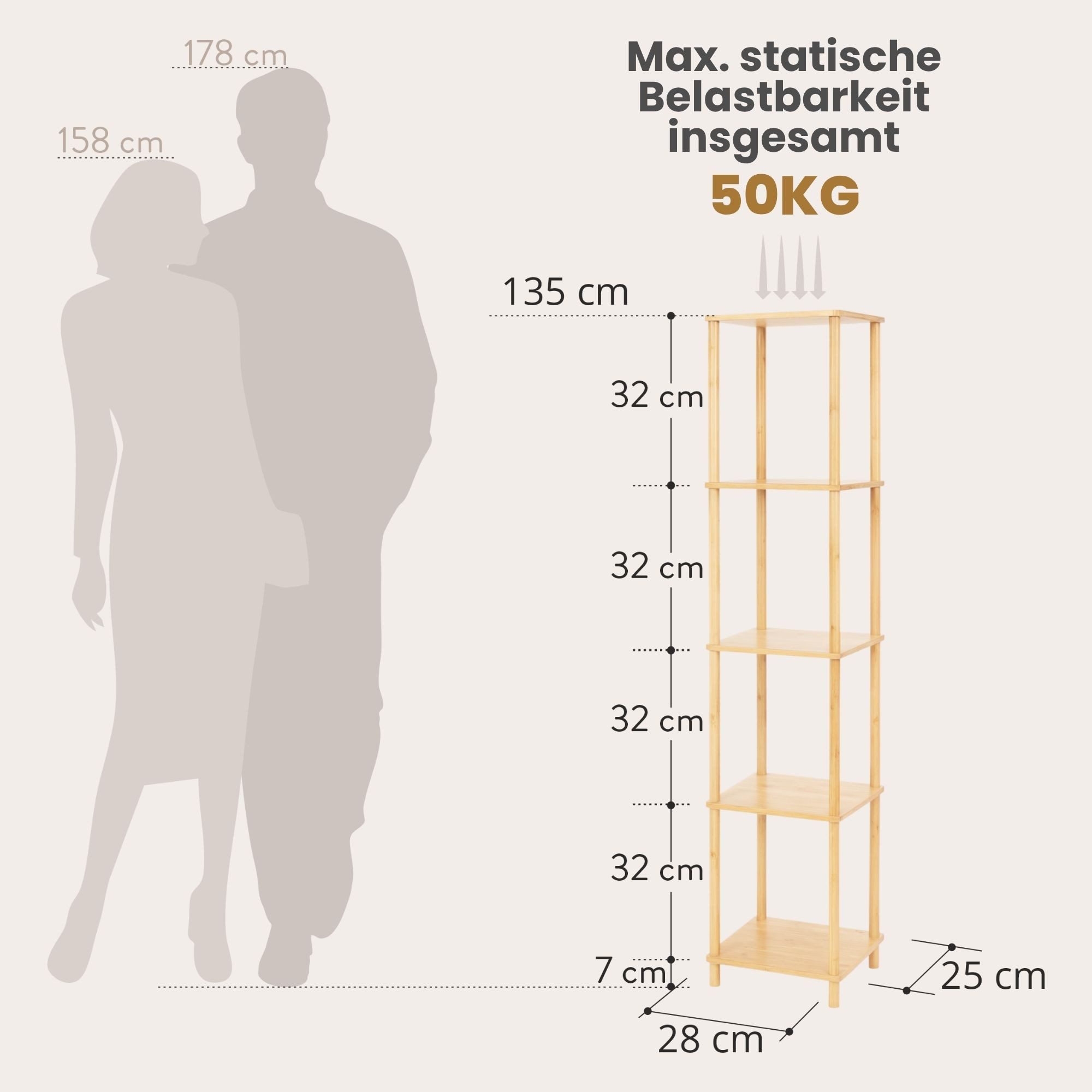 Allyson Standregal Allyson® Bambusregal 3/4/5 Etagen - Schmales Bad- & Stan günstig online kaufen