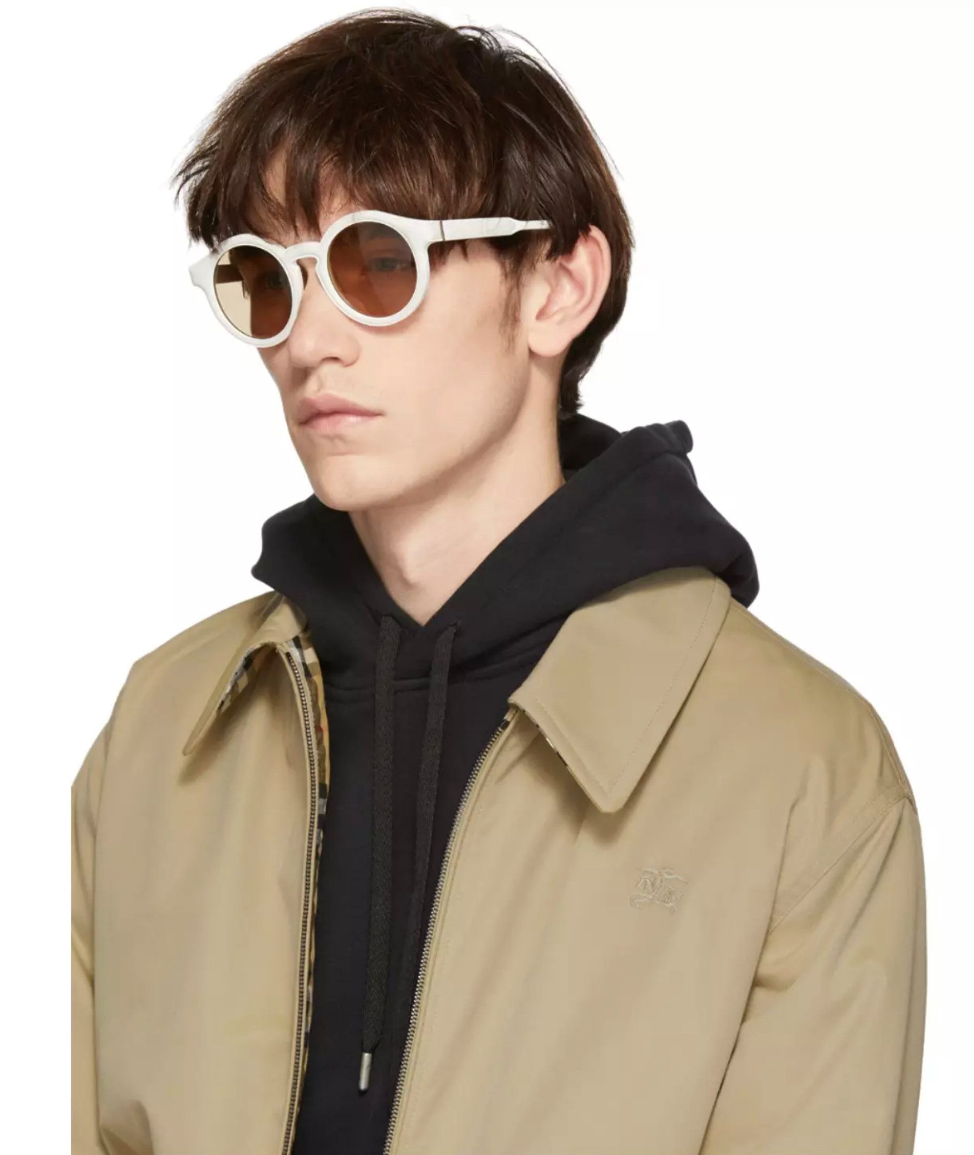 Loewe Sonnenbrille aus Leder und Acetat Brille Handgefertigt in Italien Unisex Gepolsterter Lederumrandung & goldfarbene Scharniere