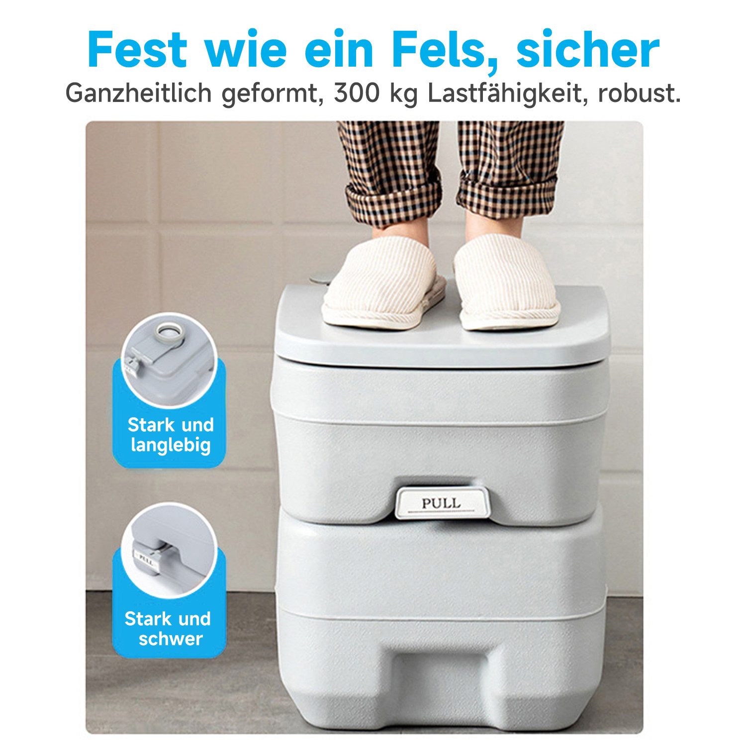 OSTWOLKE Campingtoilette Tragbare 20L Reisetoilette Chemietoilette Mobile WC Toilette – Bild 5 von 5