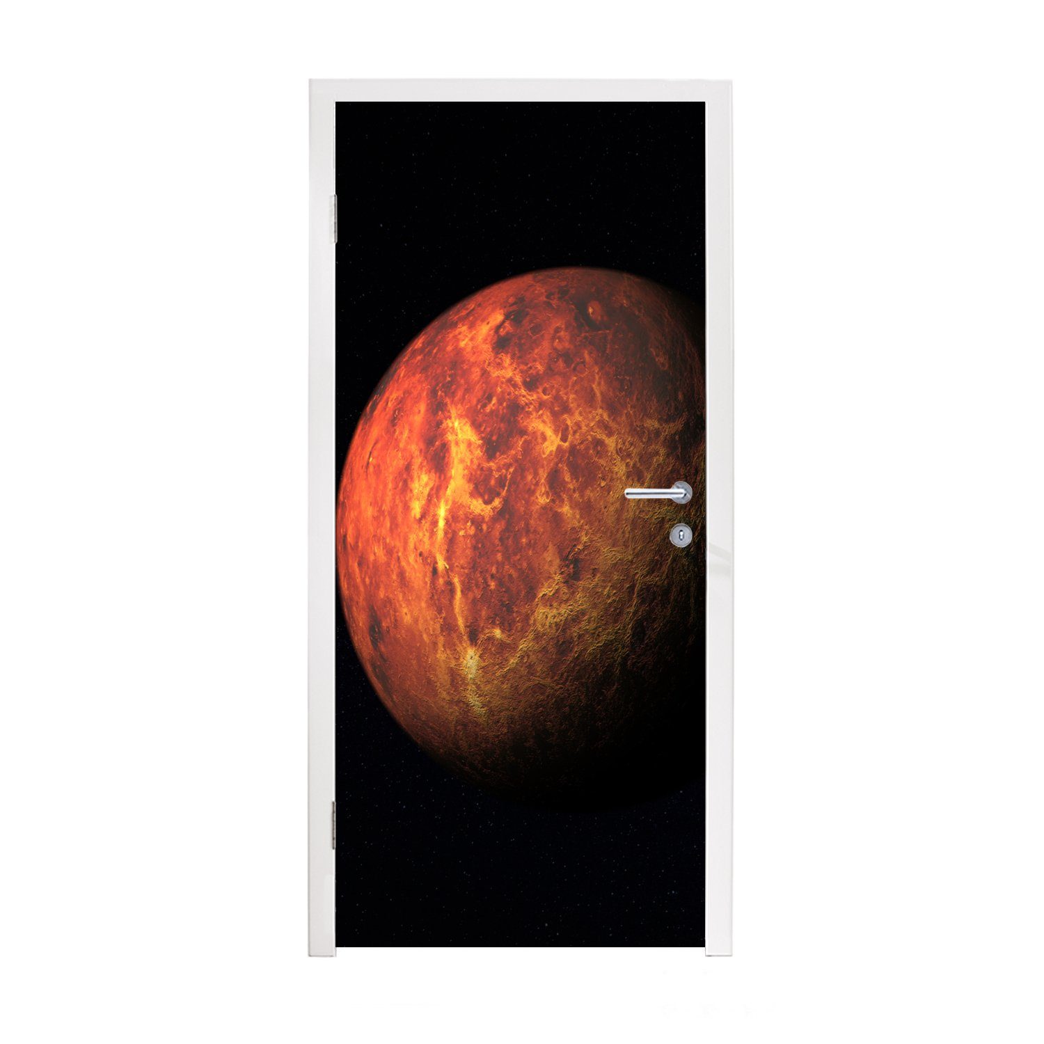 MuchoWow Türtapete Der rote Planet Mars vor einem schwarzen Hintergrund, Matt, bedruckt, (1 St), Fototapete für Tür, Türaufkleber, 75x205 cm