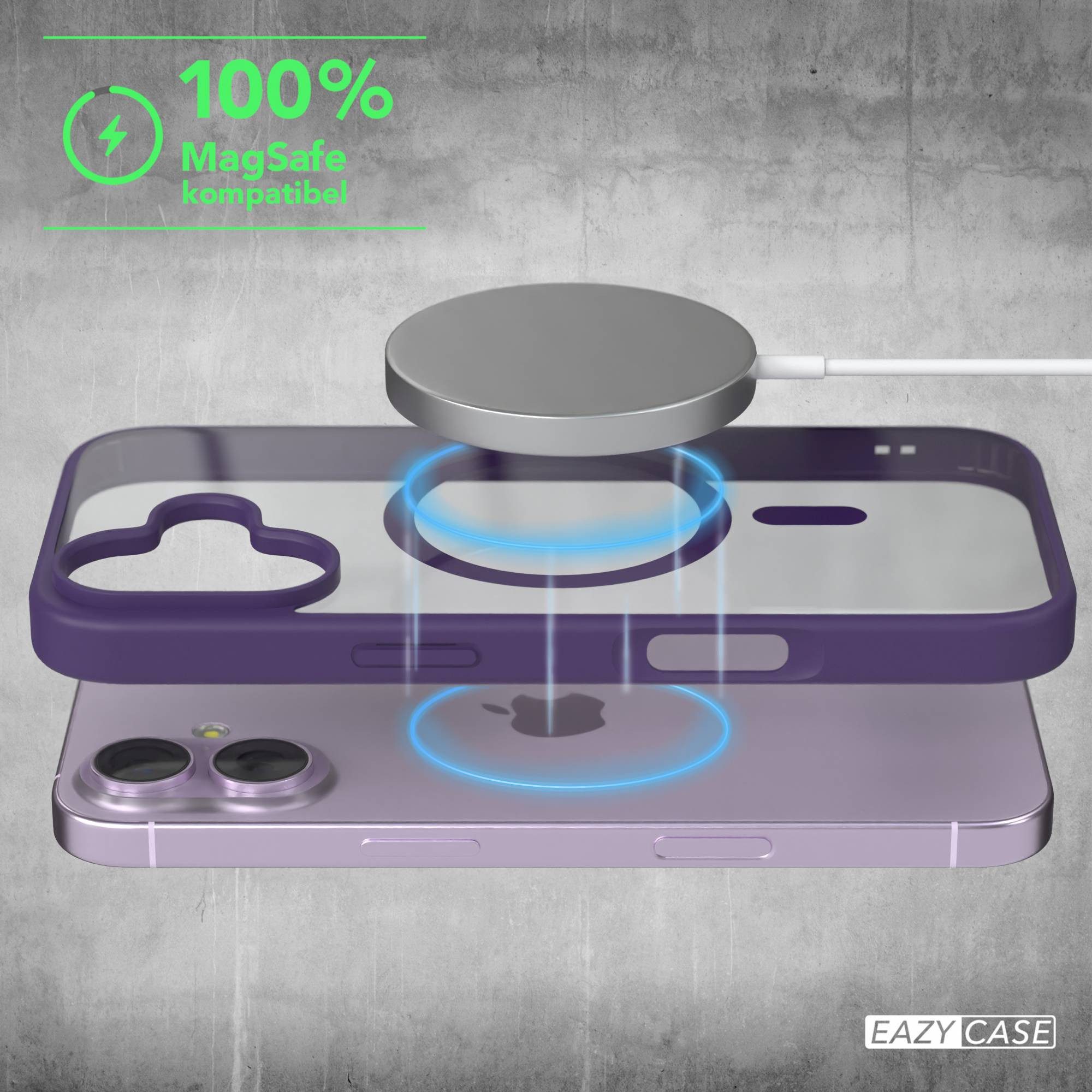 EAZY CASE Handyhülle Transparente Hülle mit MagSafe für iPhone 17 6,3 Zoll, Hülle mit Kameraschutz, Smart Case kompatibel mit Magsafe, Violett