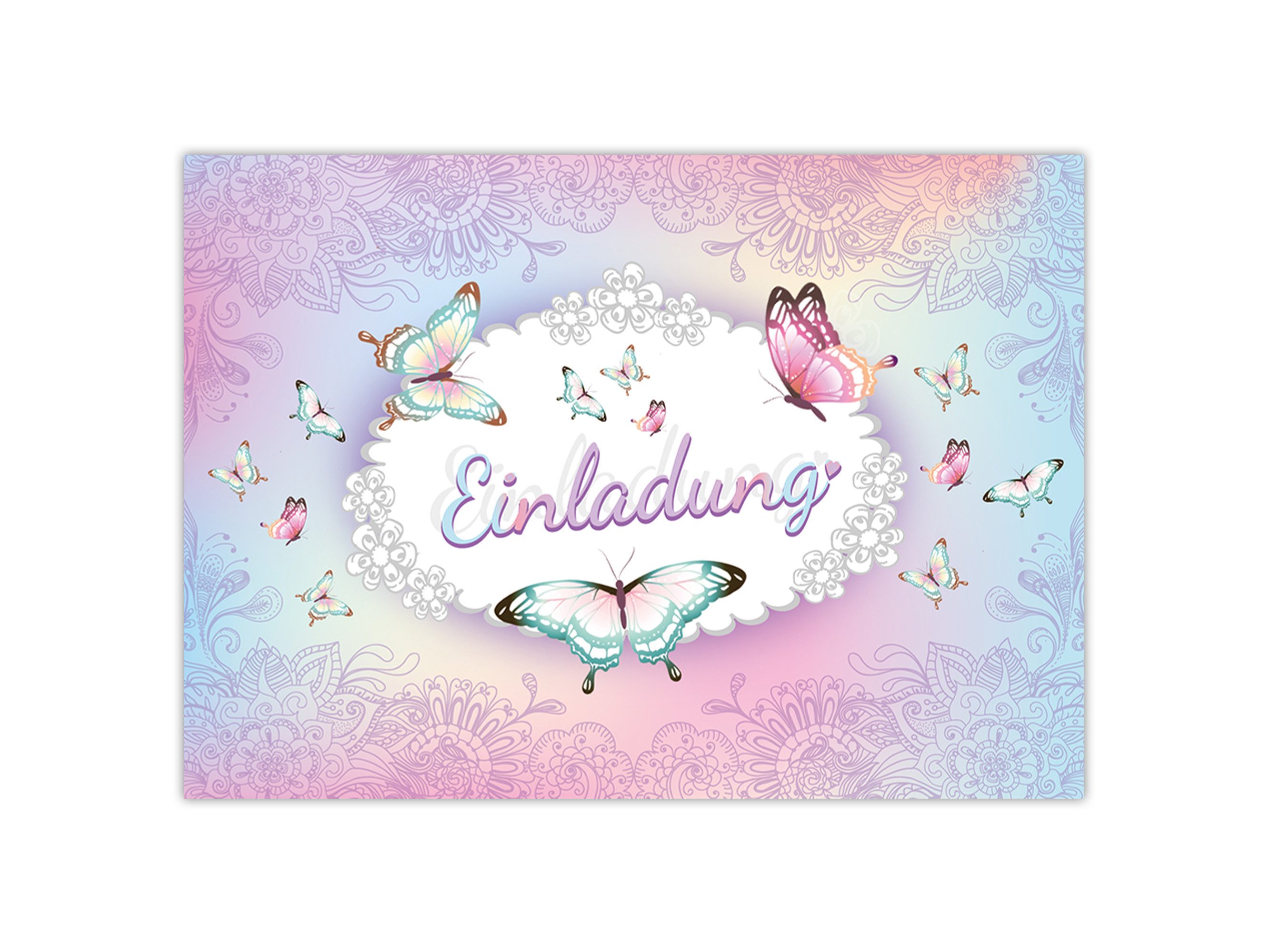 LIMONIA Einladungskarten Schmetterling Einladungen zum Kindergeburtstag Blumen Mitgebsel Set, Einladungskarten mit Umschlägen zum Geburtstag