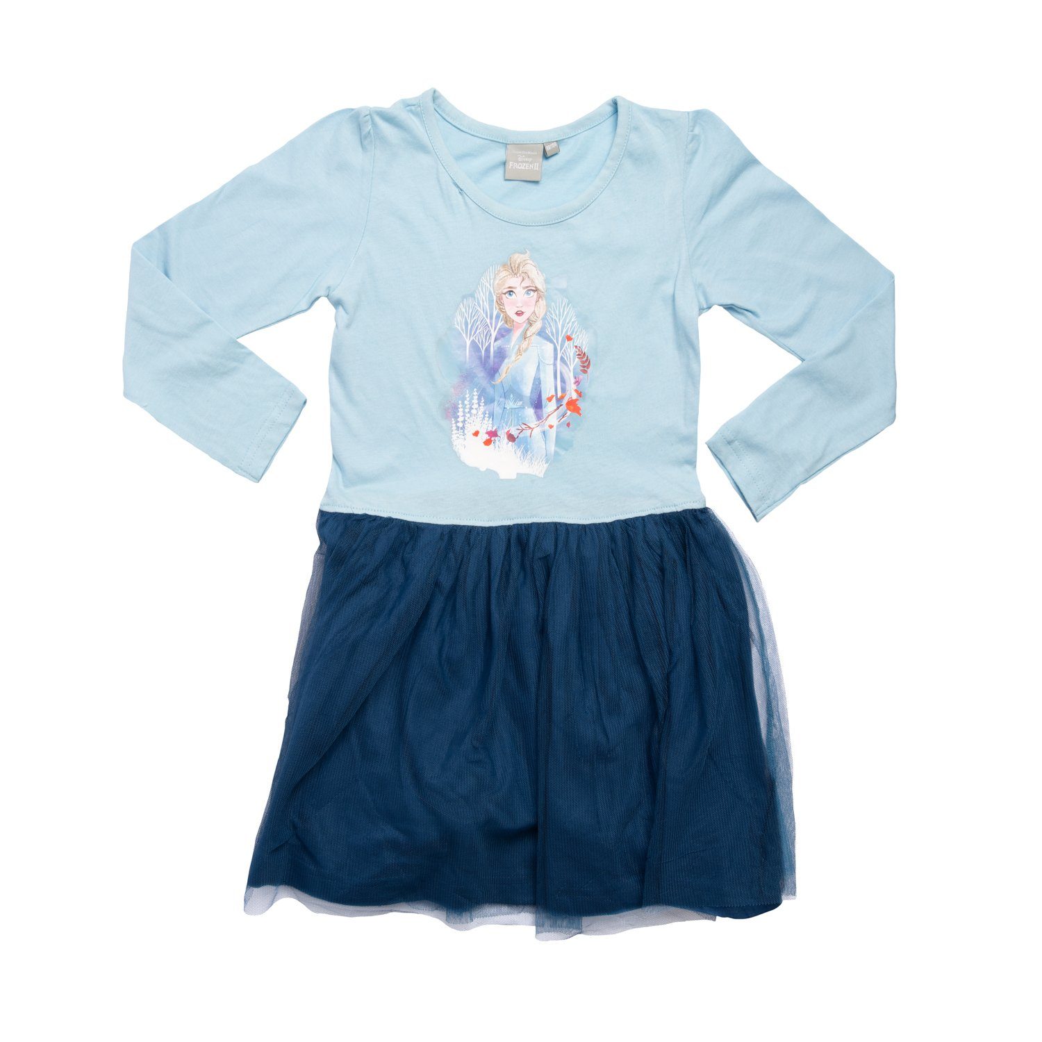 United Labels® A-Linien-Kleid Disney Frozen Kleid - Die Eiskönigin -  langarm Blau