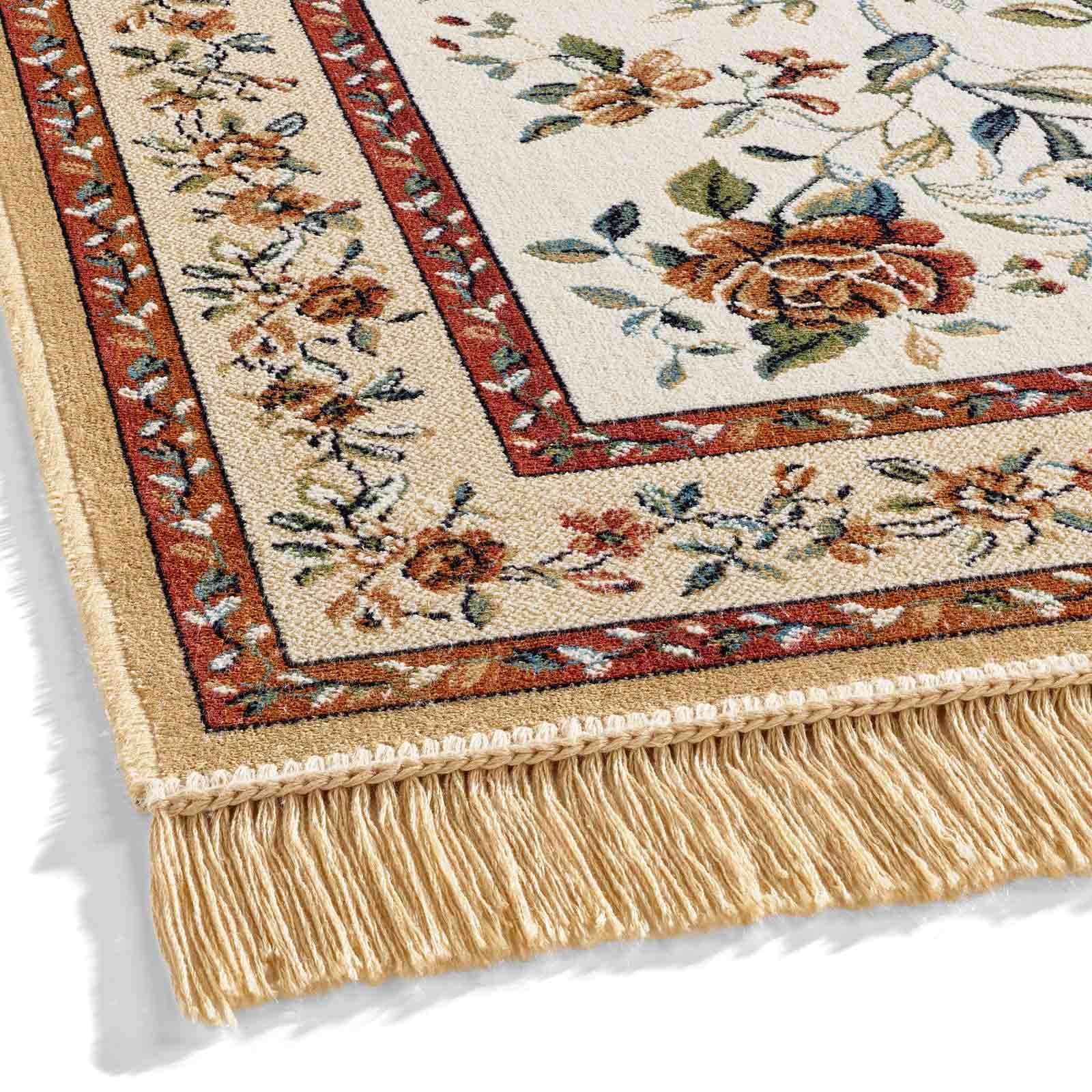 TaraCarpet Teppich Palazzo Royal Antique Roses Bordüre, rechteckig, Höhe: 6 mm, Bordüre Seiden Optik B.gold Wohnzimmer Schlafzimmer Esszimmer 160x230