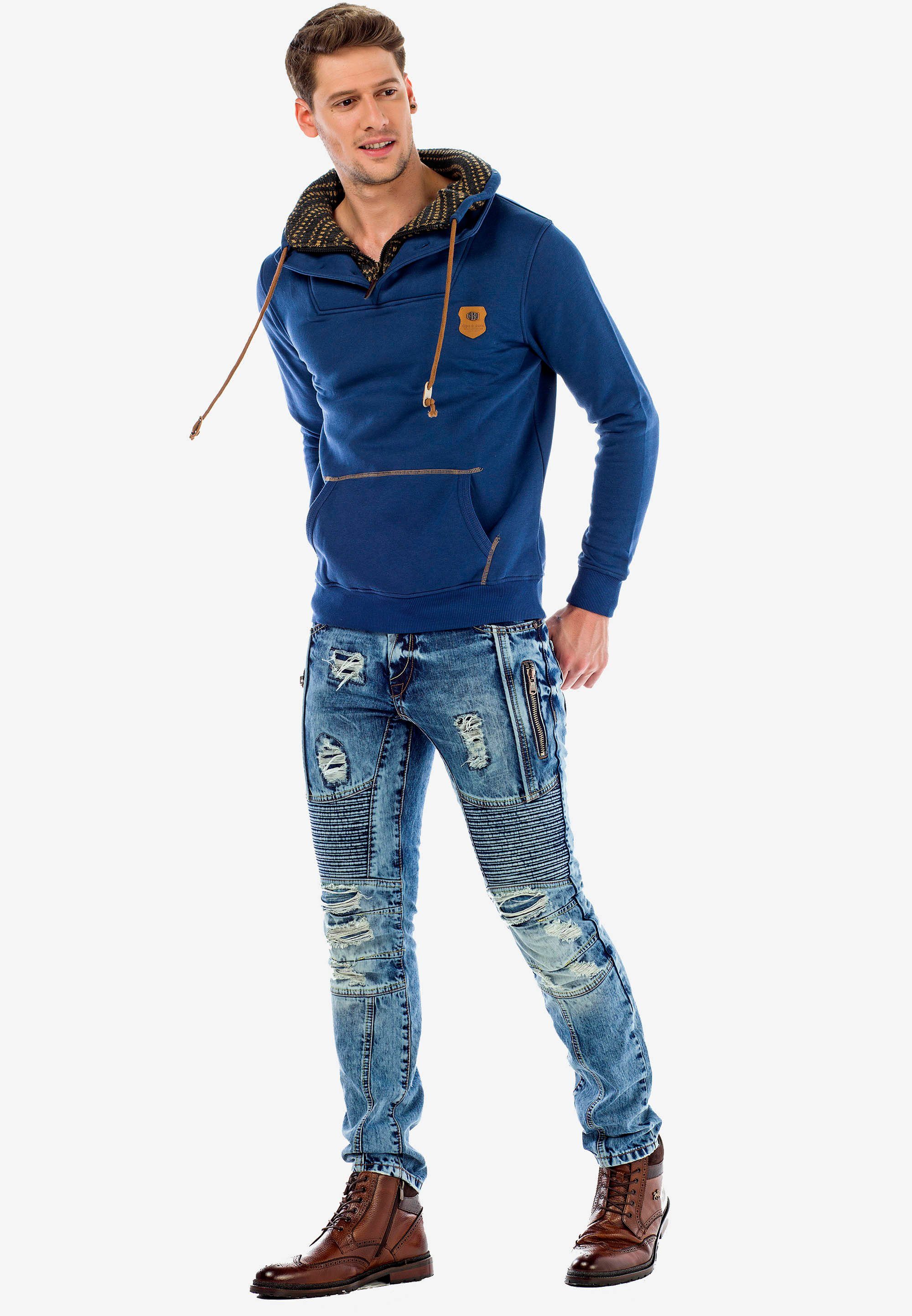 Sweatshirt Cipo & indigo Kragen mit Baxx Doppelte