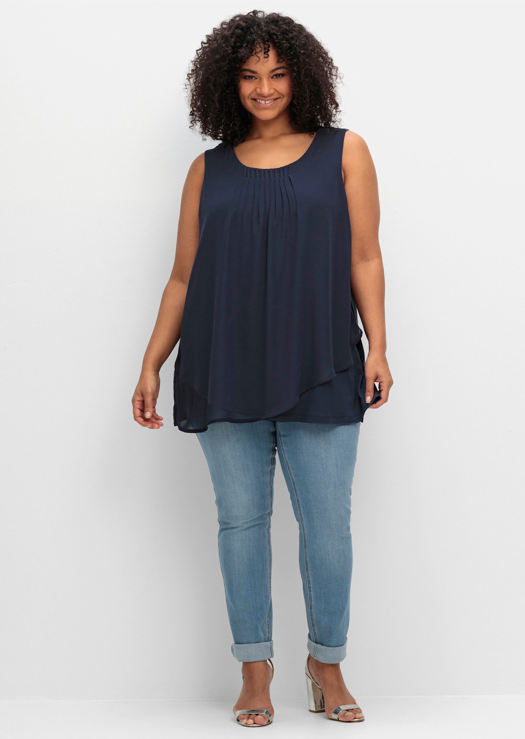 Sheego Shirttop Longtop Ärmellos günstig online kaufen