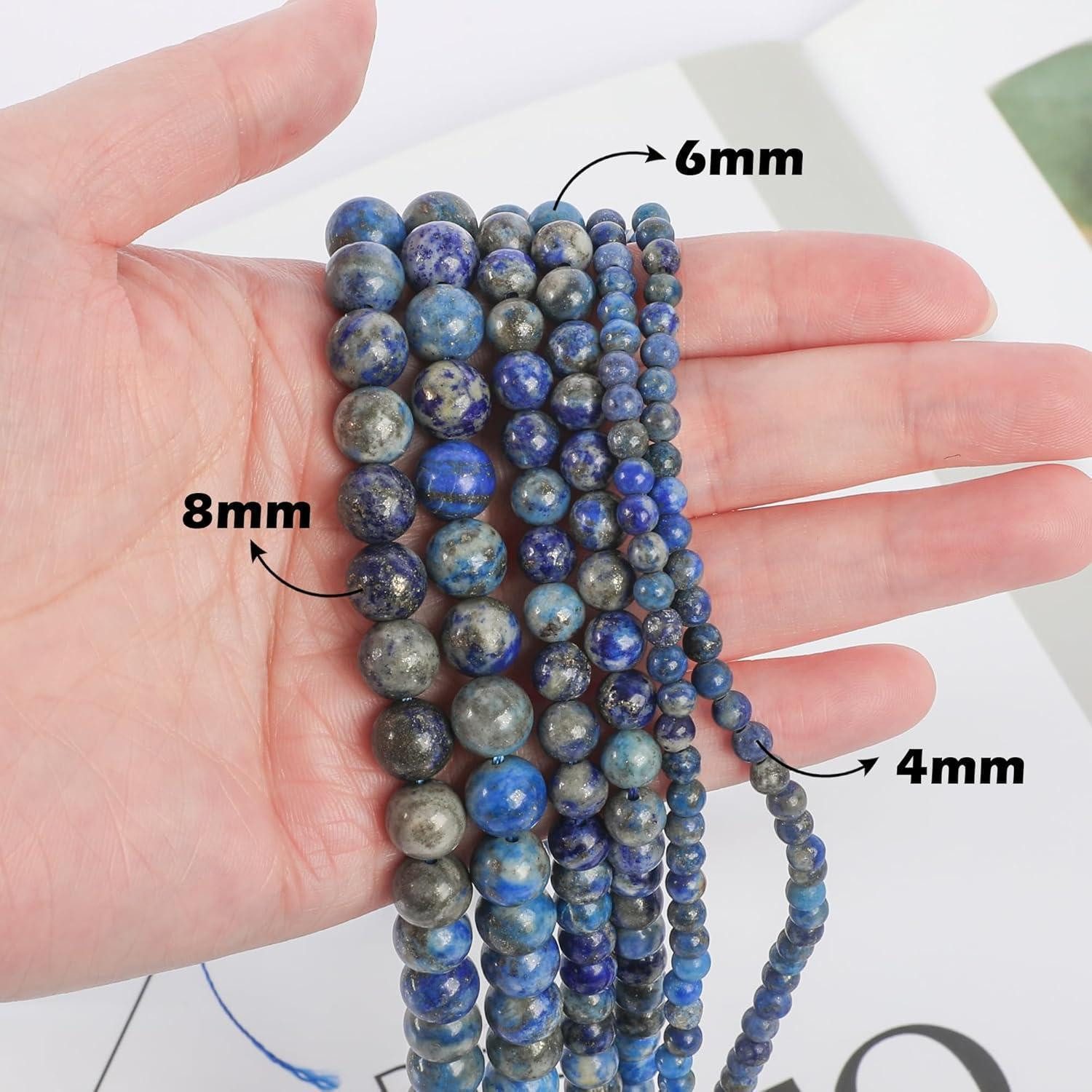 LuxusKollektion Bastelperlen Steinperlen 120 Stück Schmuck Basteln Armbänder Ketten 6mm Lapislazuli
