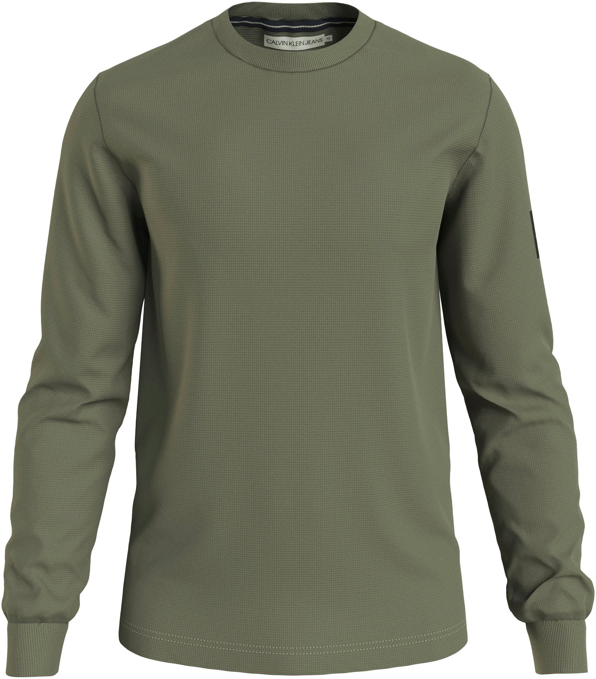 Calvin Klein Jeans Langarmshirt BADGE WAFFLE LS TEE Dusty Olive