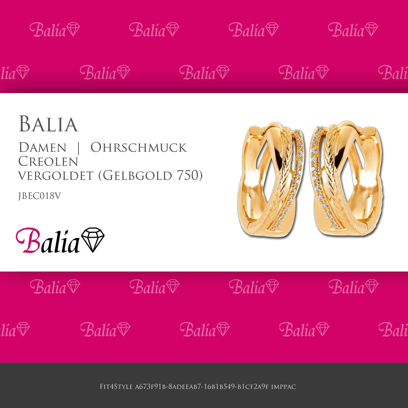 Balia Creolen-Set Balia Creole plain Zirkonia (Creole), Creolen vergoldet ( günstig online kaufen