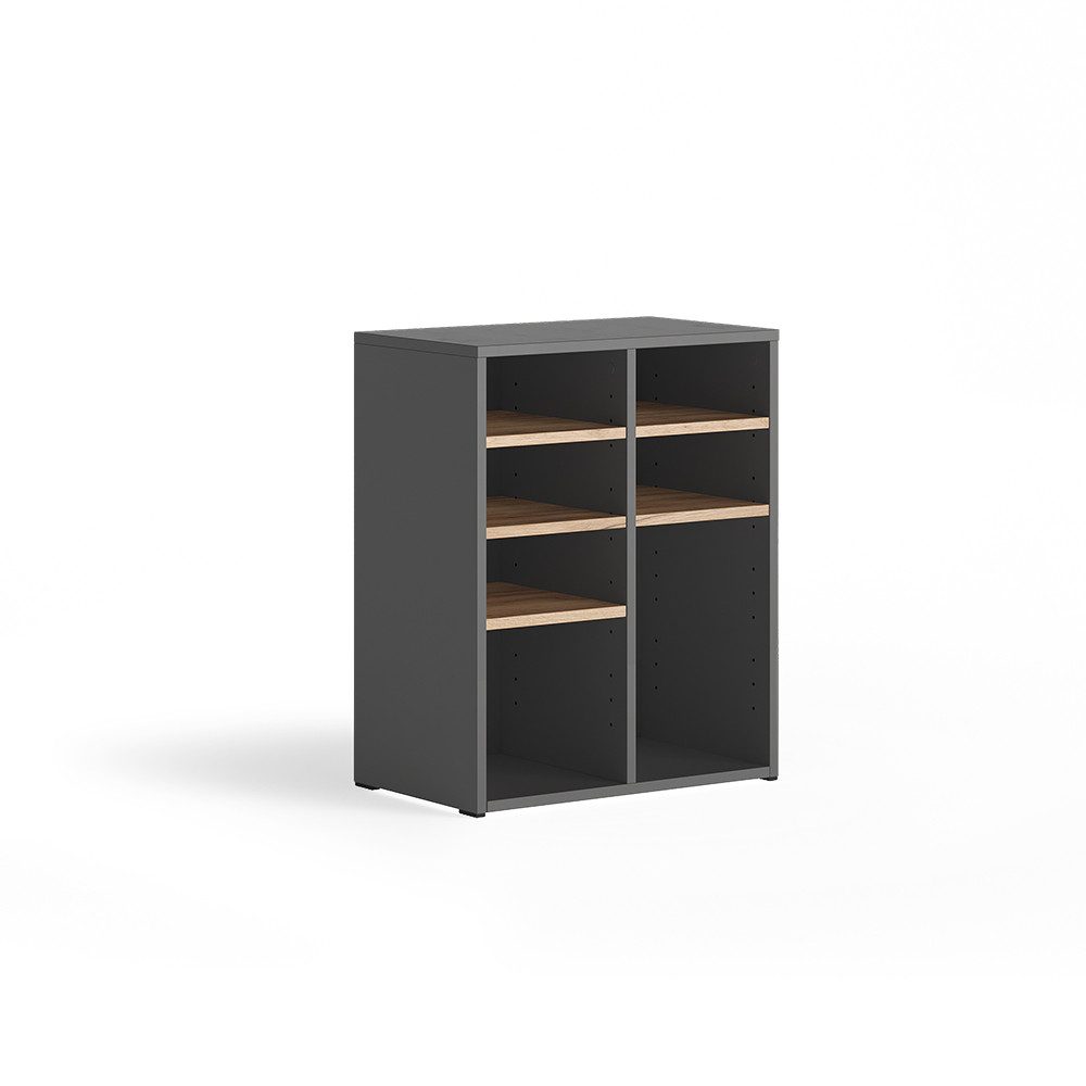 Vicco Schuhregal Lysander, Anthrazit/Goldkraft Eiche, 53 x 65.5 cm mit 7 offenen Fä..., 1-tlg.