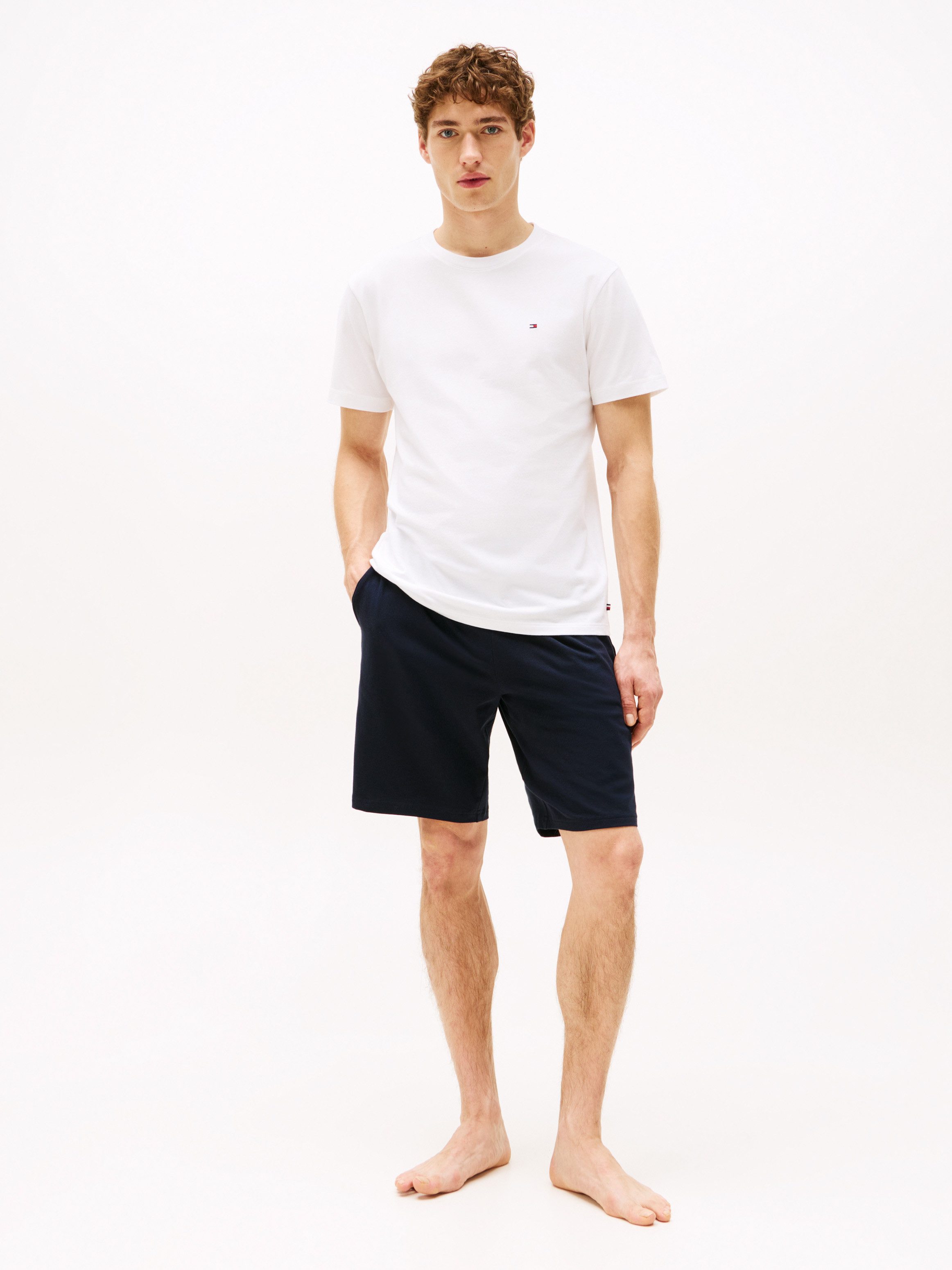 Tommy Hilfiger Underwear Pyjama CN SS SHORT JERSEY SET (Set, 2 tlg., 2er) mit Logostickereien